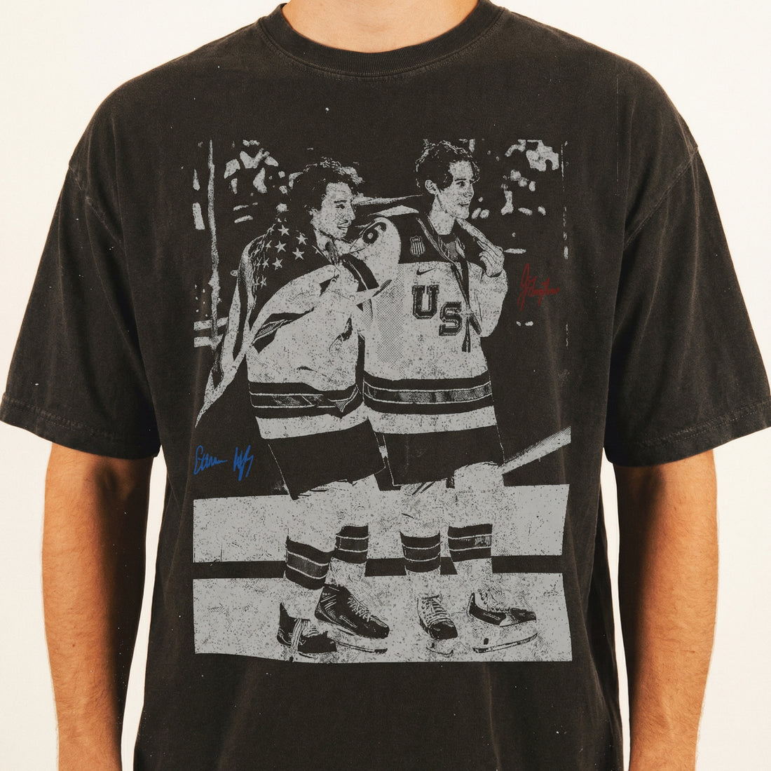 USA Hockey Quinn Hughes Jack Champion Shirt – Vintage Ice Hockey Fan Graphic Tee