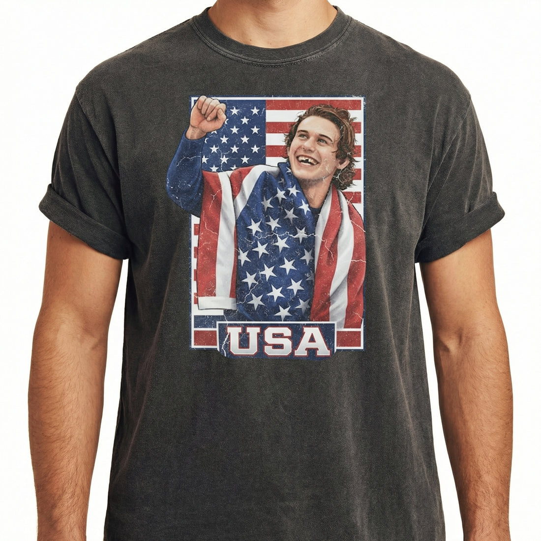 USA Ice Hockey Jack Hughes T-Shirt – Vintage Patriotic Hockey Fan Shirt