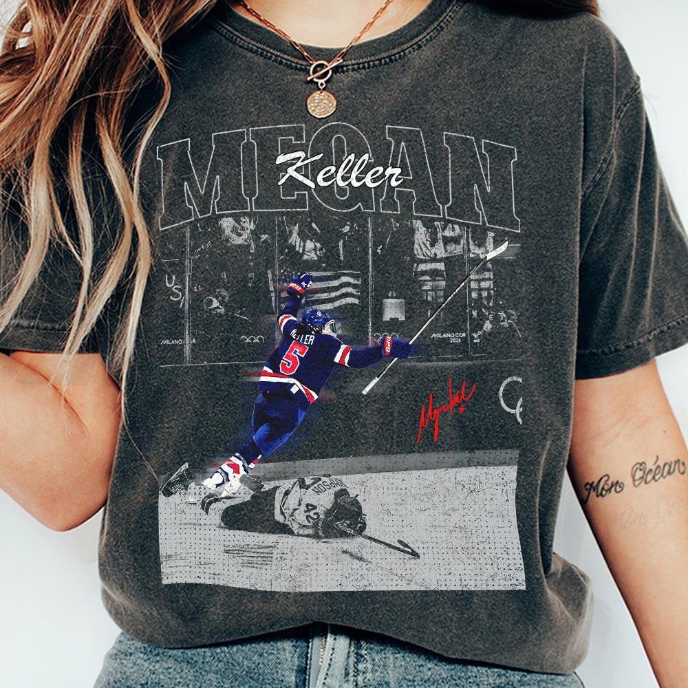 USA Women’s Megan Keller Hockey Champion T-Shirt – Vintage Patriotic Sports Graphic
