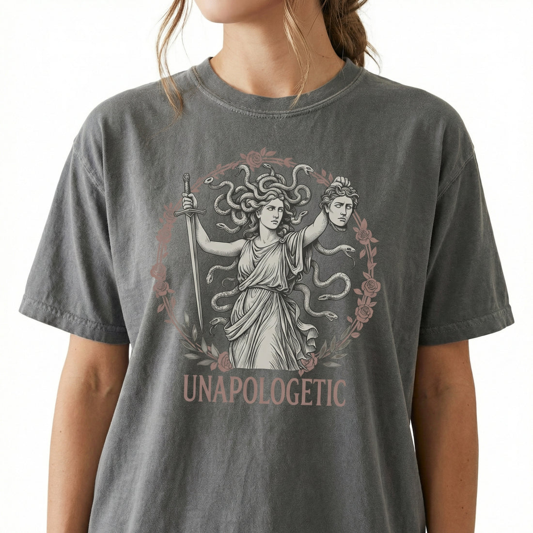 Unapologetic Medusa Graphic T-Shirt – Women’s Empowerment Statement Tee – Gift for Her