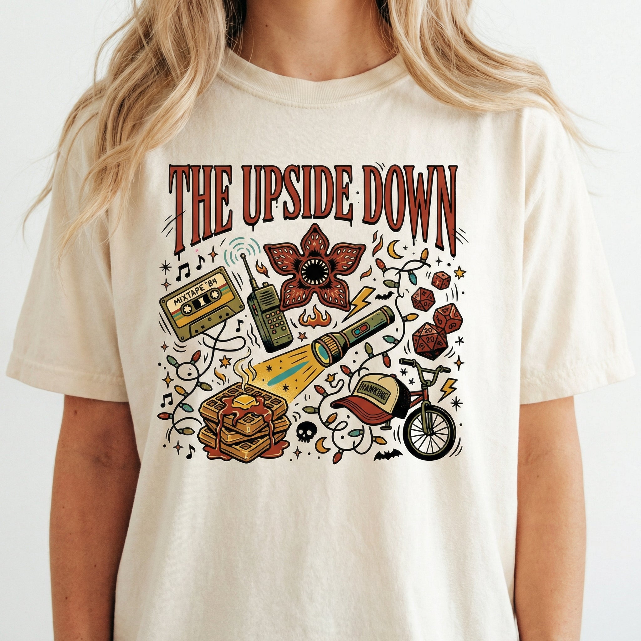 Upside Down Inspired Christmas T-Shirt - Retro Sci Fi Holiday Graphic Tee
