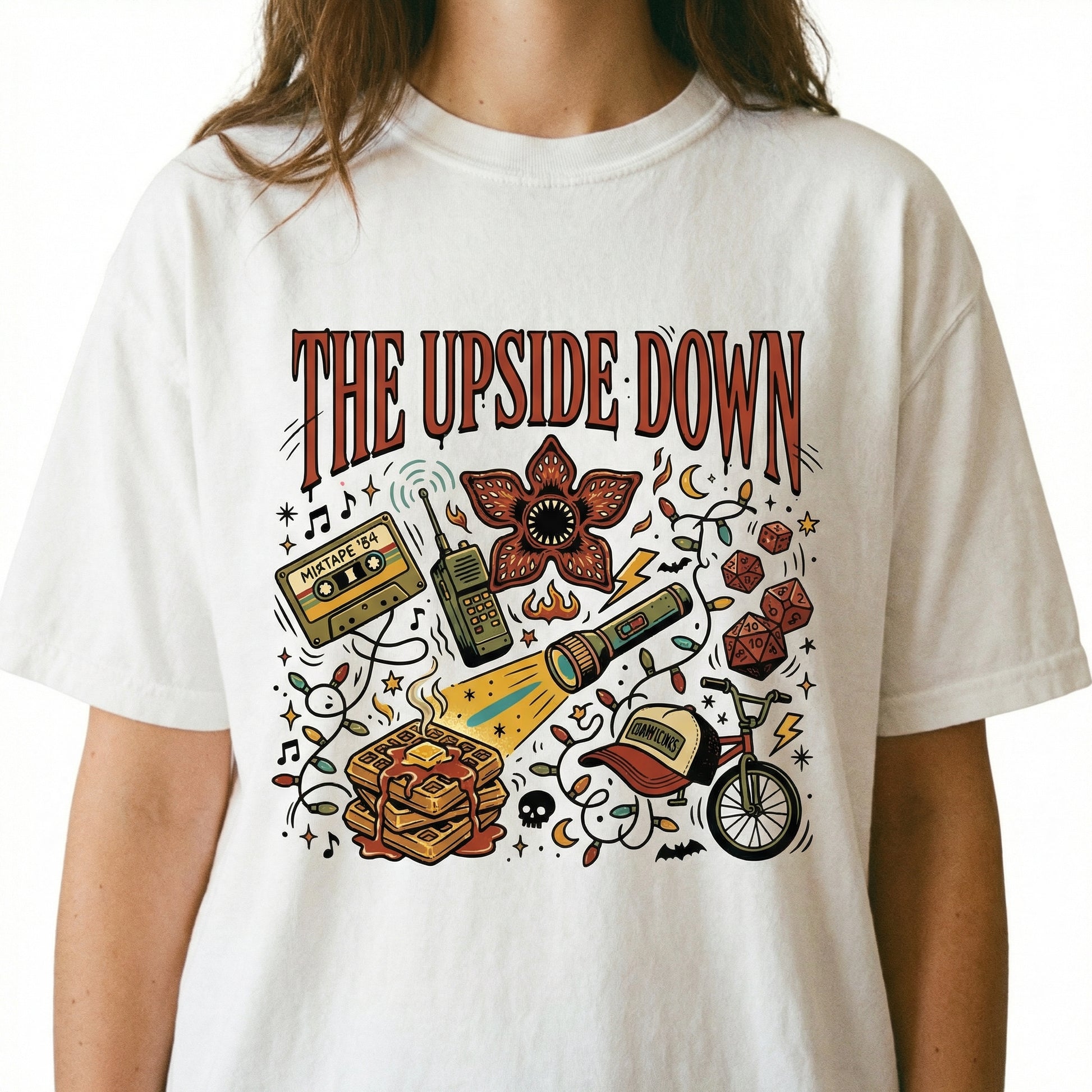 Upside Down Inspired Christmas T-Shirt - Retro Sci Fi Holiday Graphic Tee
