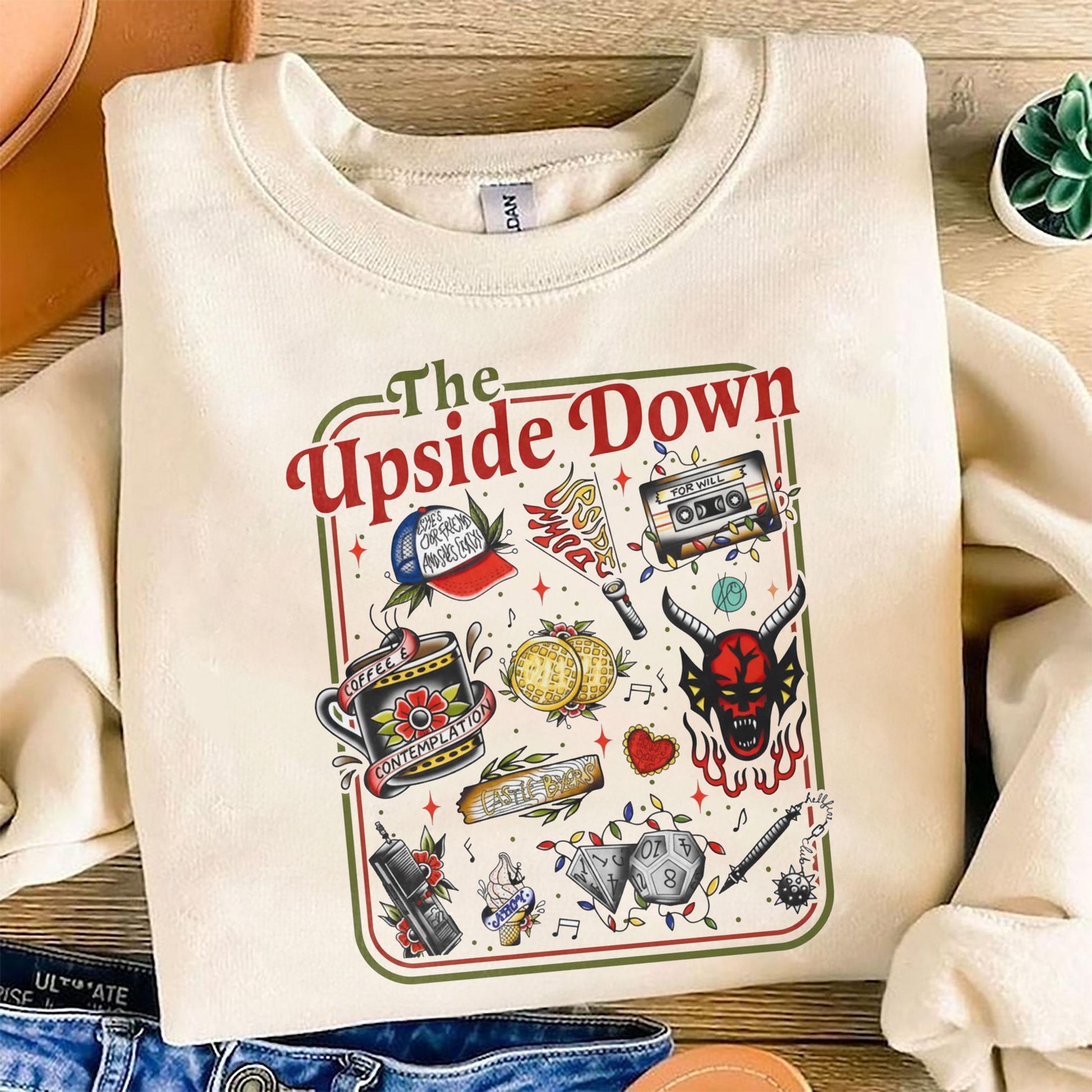 Upside World Inspired Christmas T-Shirt - Retro Sci Fi Holiday Graphic Tee