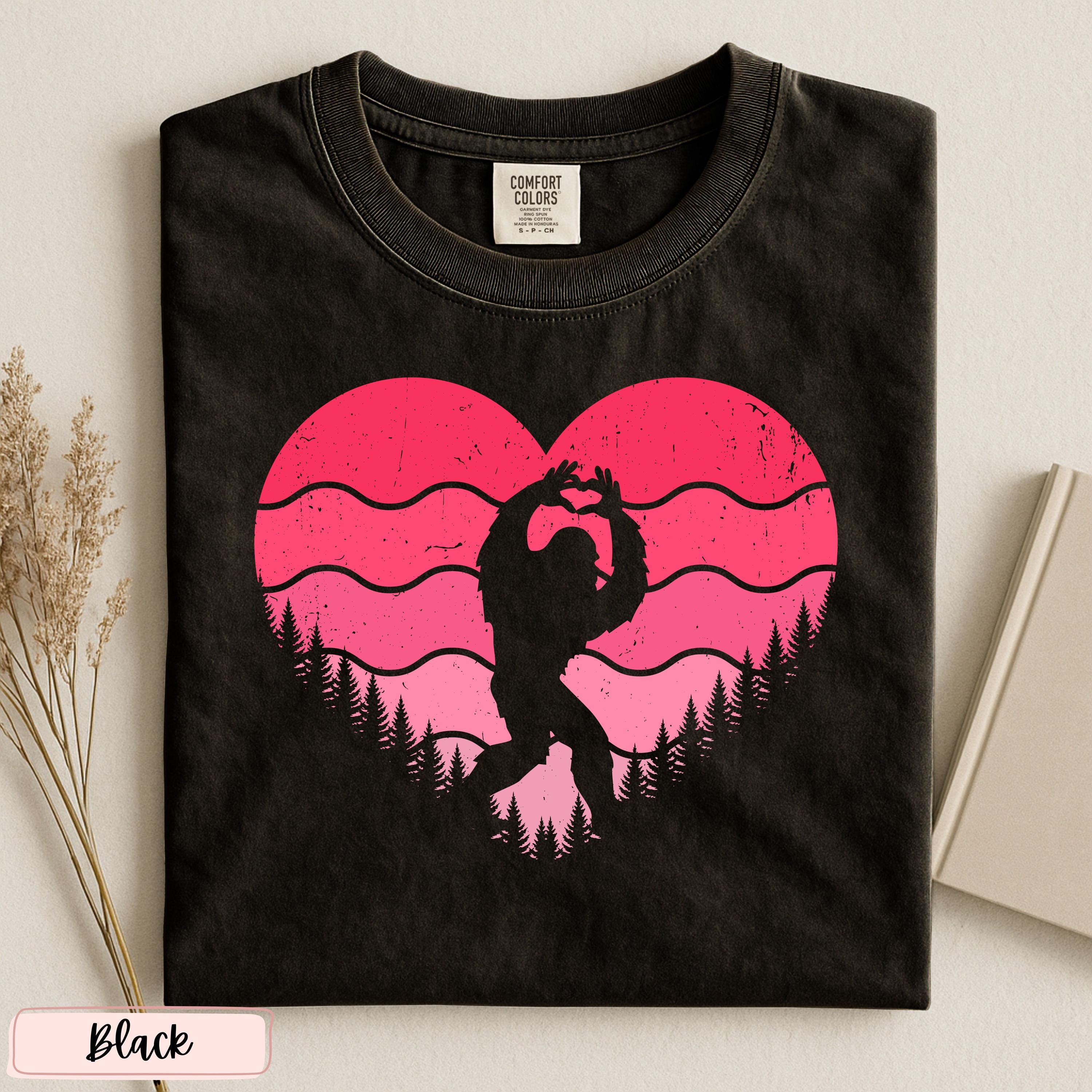 Valentine Bigfoot T-Shirt – Funny Sasquatch Love Heart Graphic Tee