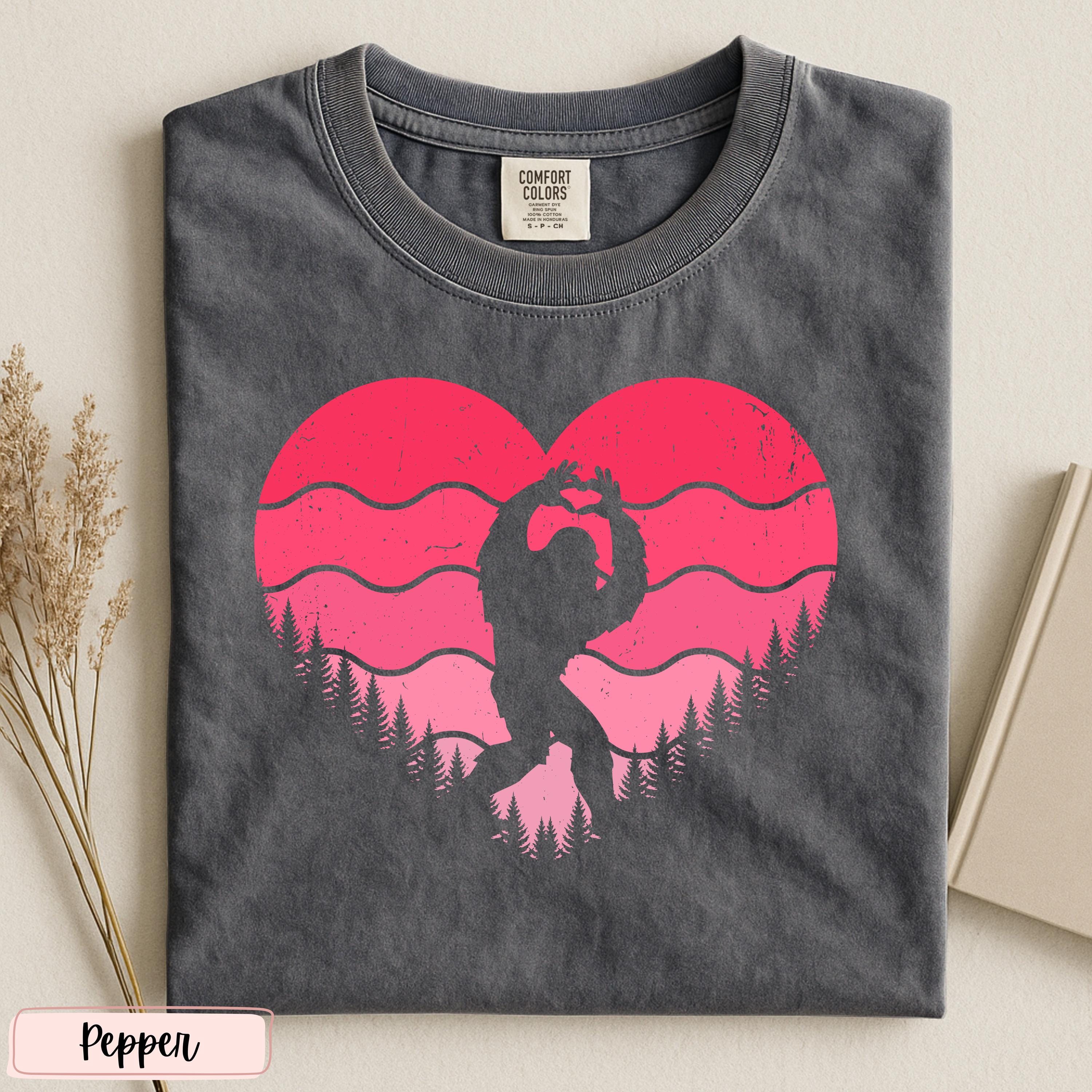 Valentine Bigfoot T-Shirt – Funny Sasquatch Love Heart Graphic Tee