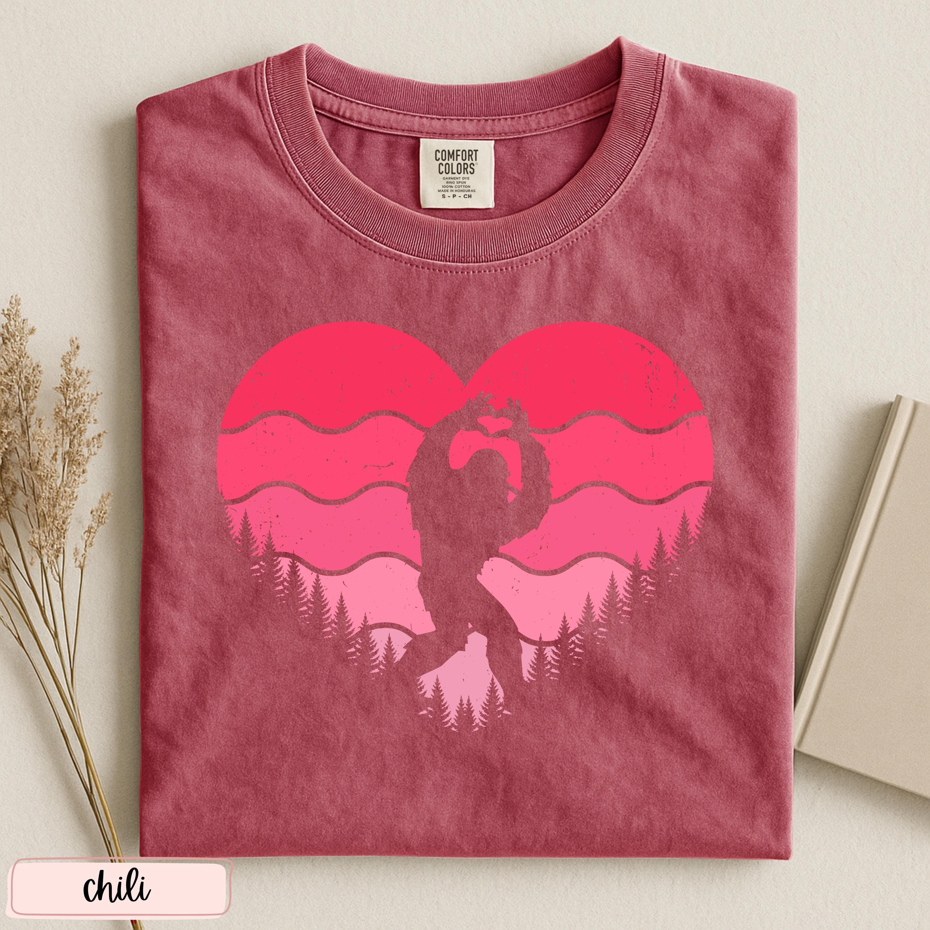 Valentine Bigfoot T-Shirt – Funny Sasquatch Love Heart Graphic Tee