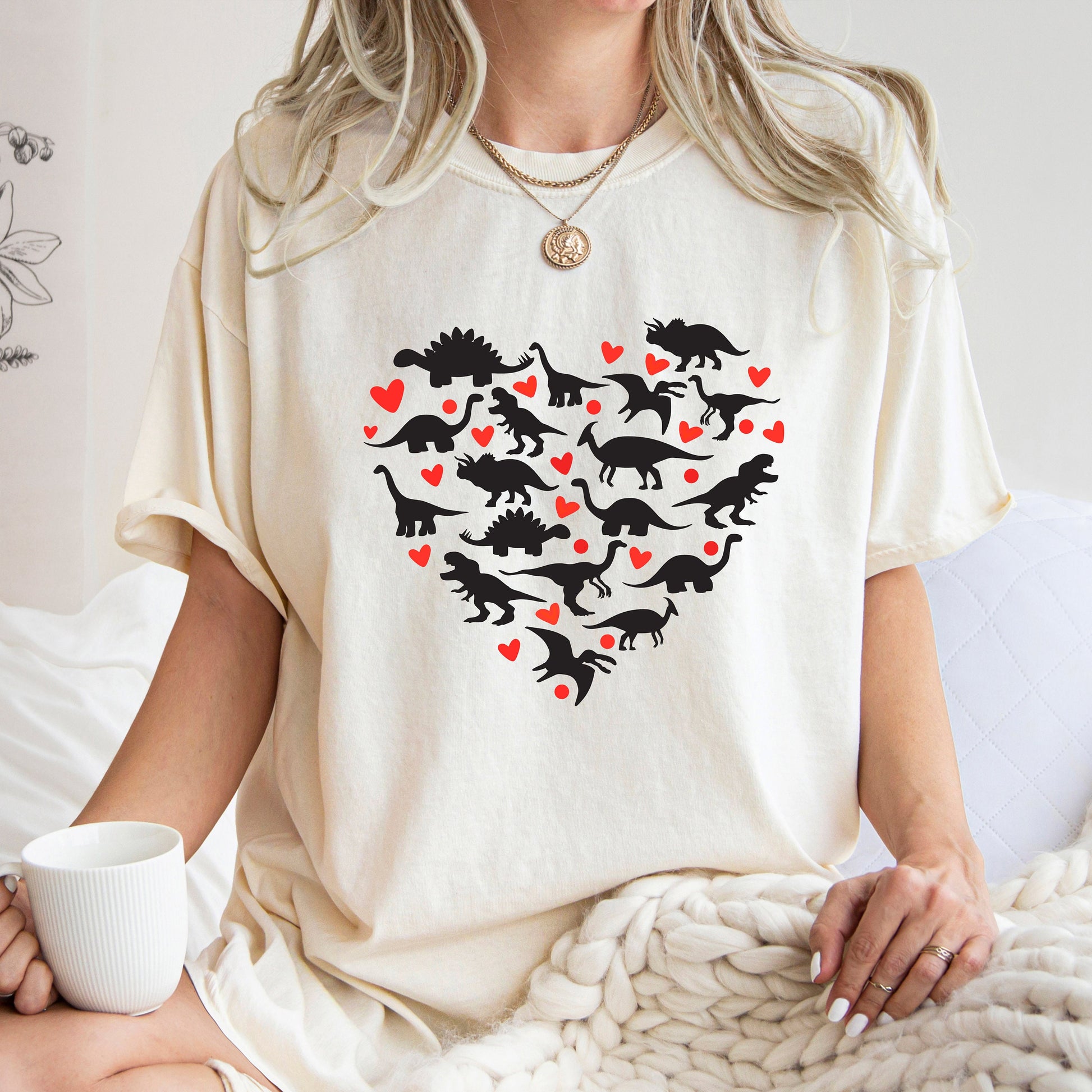 Valentine Dinosaur Heart T-Shirt – Funny Dino Love Graphic Tee