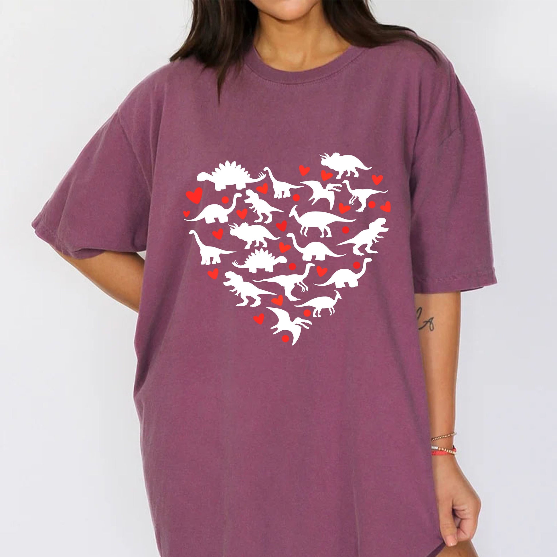 Valentine Dinosaur Heart T-Shirt – Funny Dino Love Graphic Tee