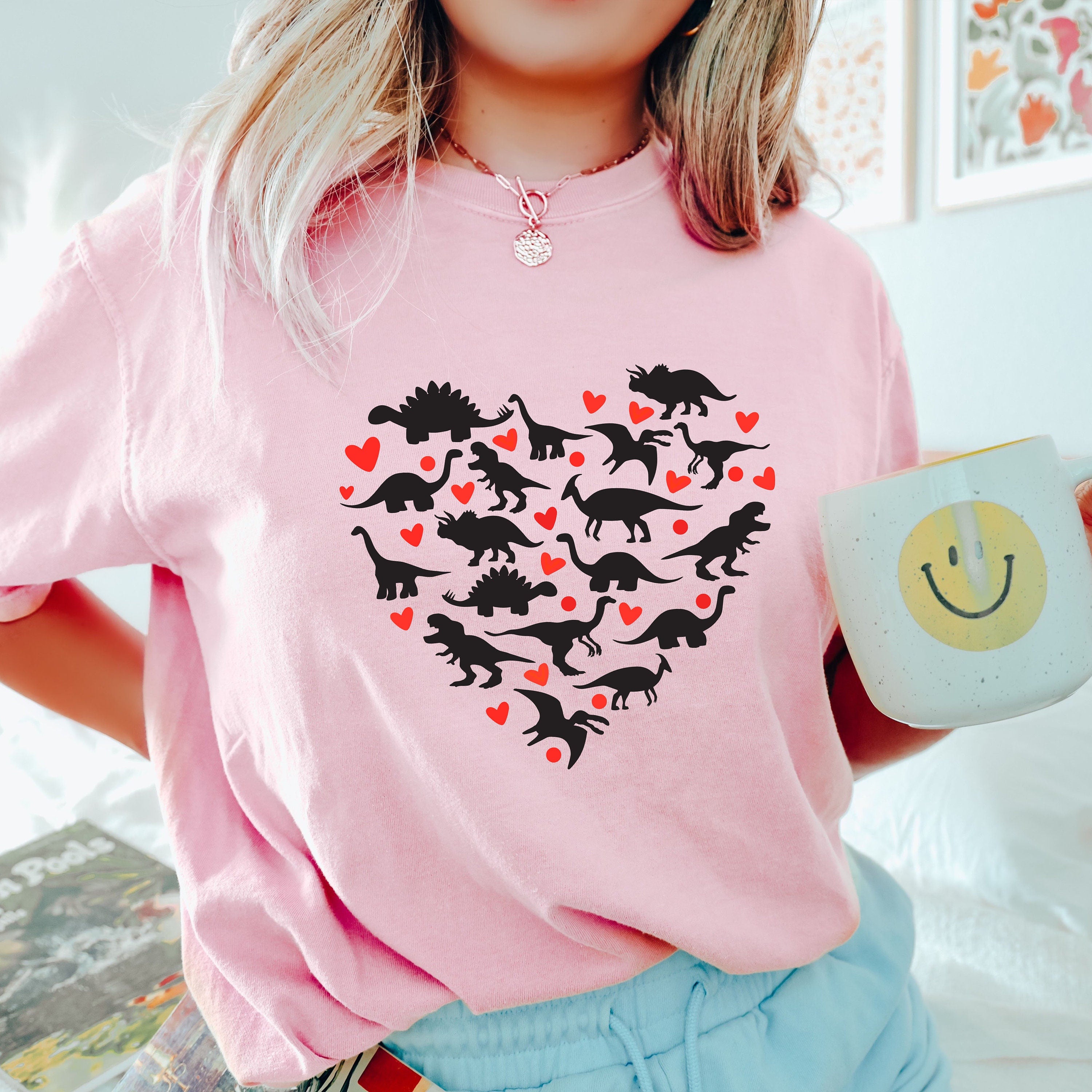 Valentine Dinosaur Heart T-Shirt – Funny Dino Love Graphic Tee