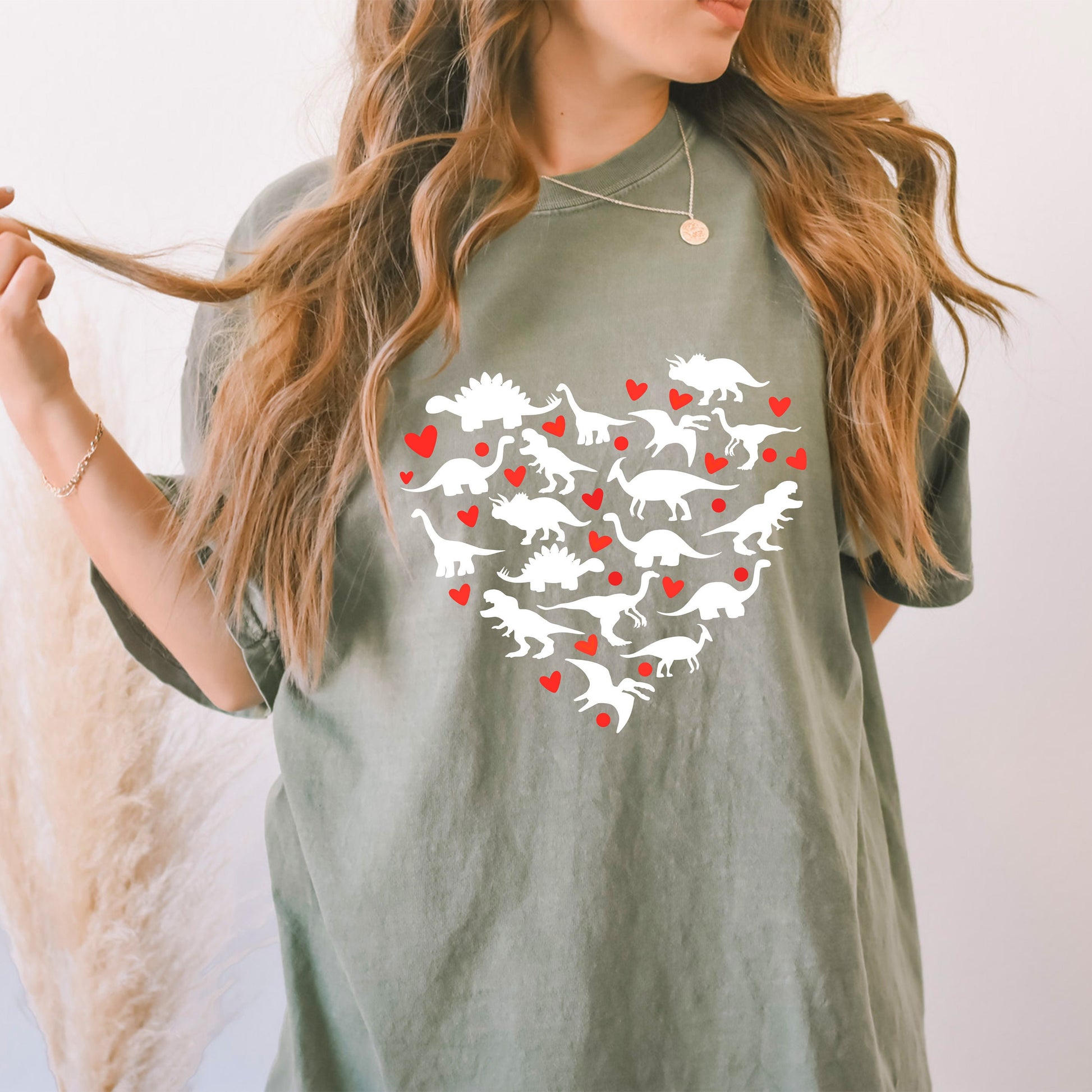 Valentine Dinosaur Heart T-Shirt – Funny Dino Love Graphic Tee