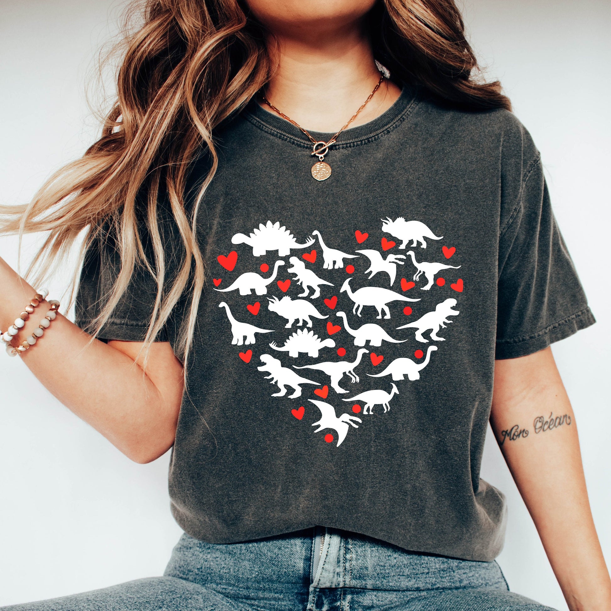 Valentine Dinosaur Heart T-Shirt – Funny Dino Love Graphic Tee