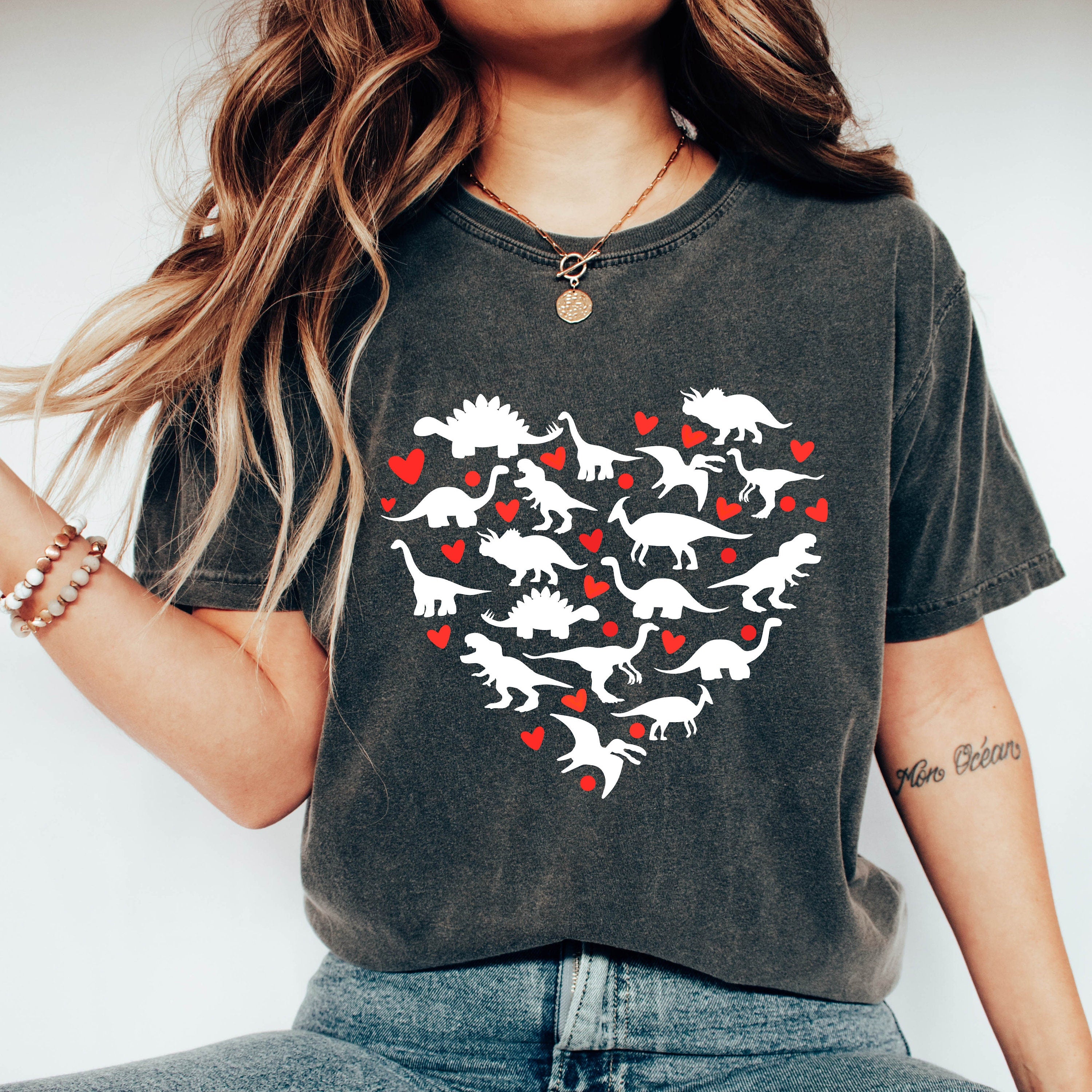 Valentine Dinosaur Heart T-Shirt – Funny Dino Love Graphic Tee