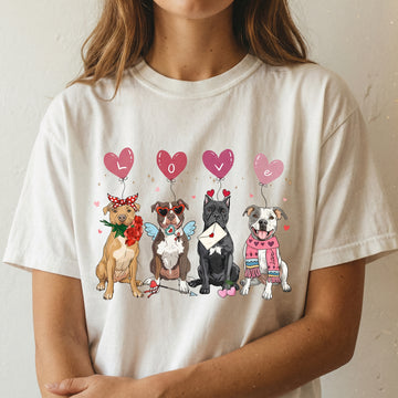 Valentine Pit Bull Dog Graphic T-Shirt – XOXO Love Puppy Tee