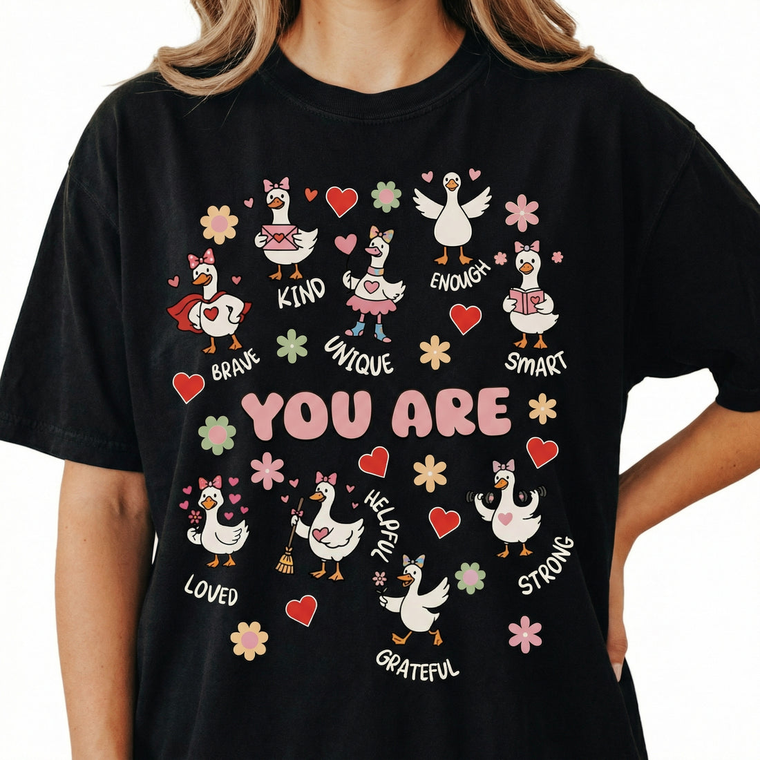 Valentine Teacher Affirmation Shirt – Cute Goose Classroom Graphic Tee