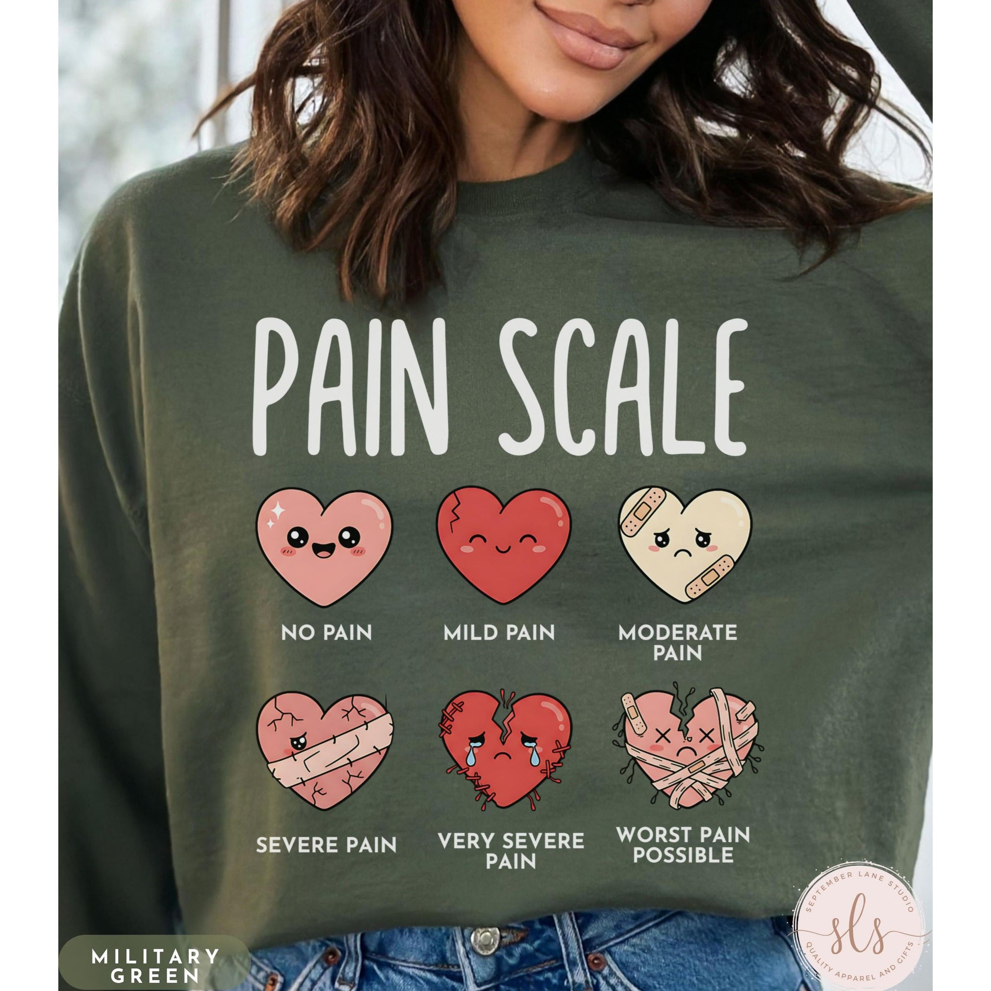 Valentine’s Day Nurse Sweatshirt – RN Pain Scale Love Graphic
