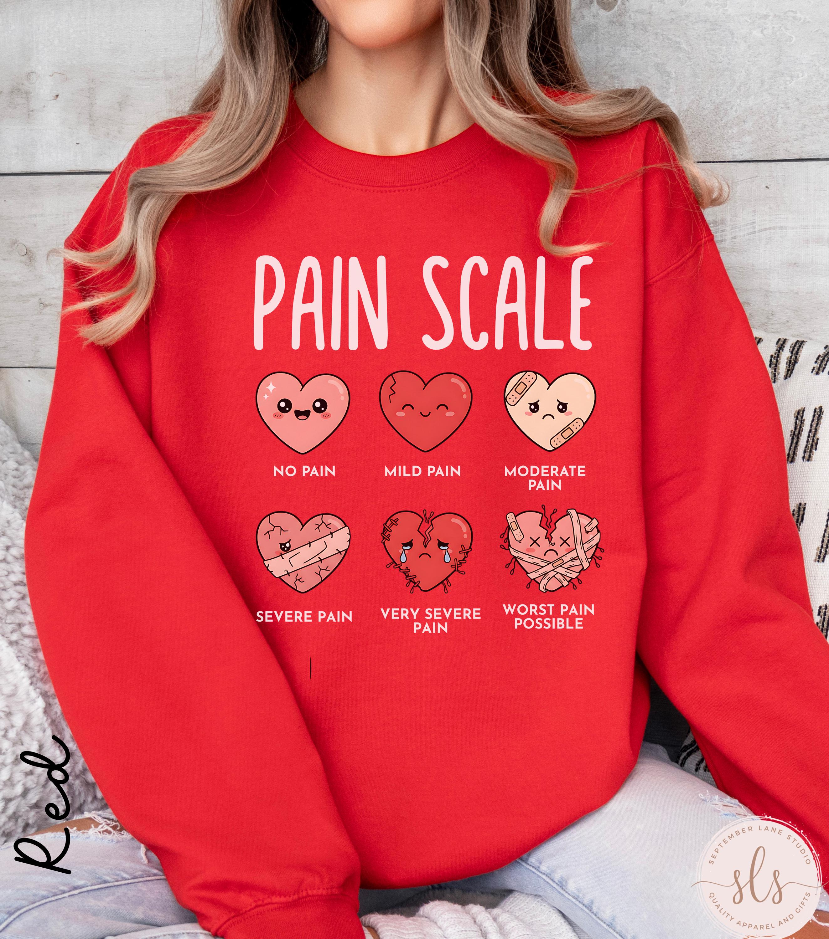 Valentine’s Day Nurse Sweatshirt – RN Pain Scale Love Graphic