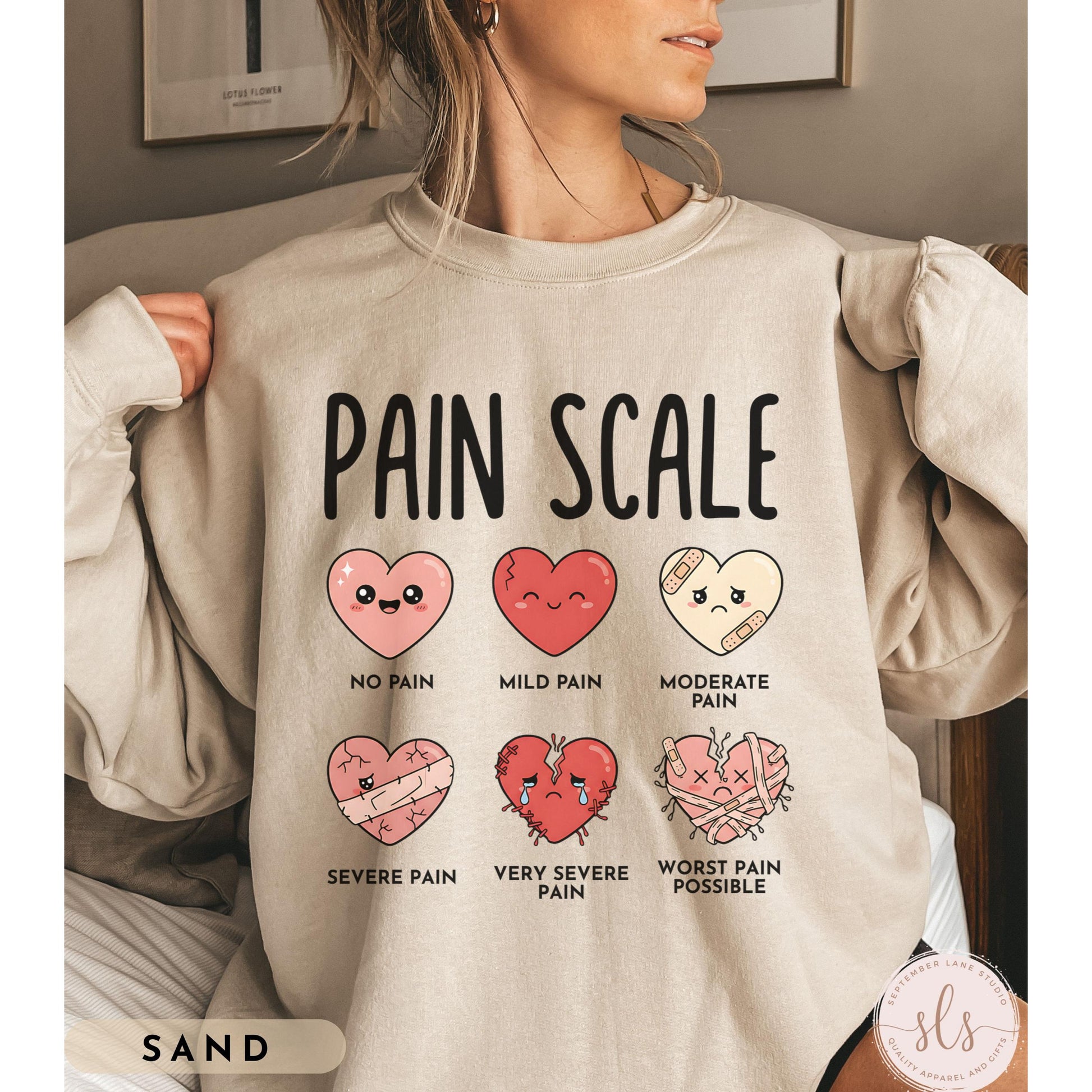 Valentine’s Day Nurse Sweatshirt – RN Pain Scale Love Graphic