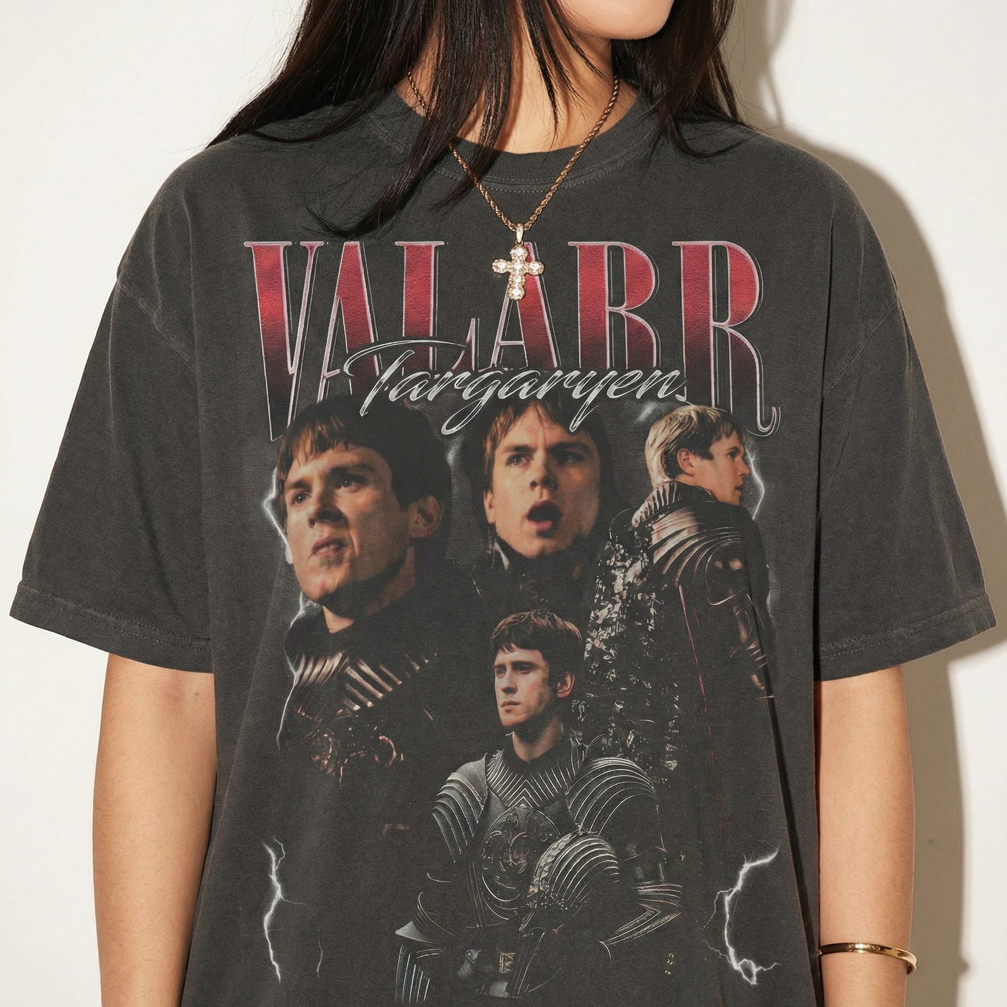 Vintage 90s Valarr Targaryen Dragon Knight Graphic T-Shirt – Unisex Retro Medieval Sweatshirt