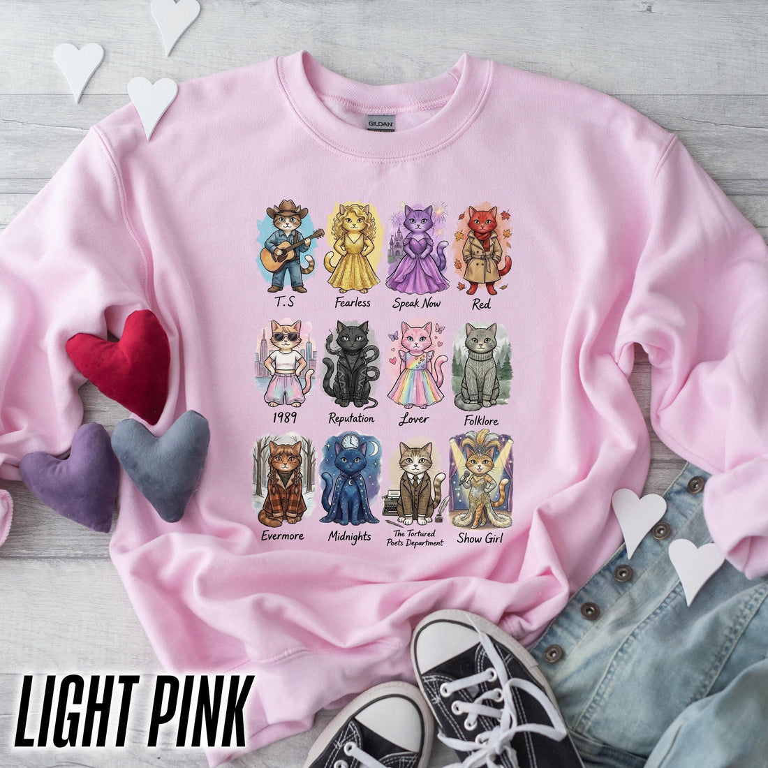 Vintage Album Cat Lover Crewneck Sweatshirt – Retro Music Inspired Cat Shirt