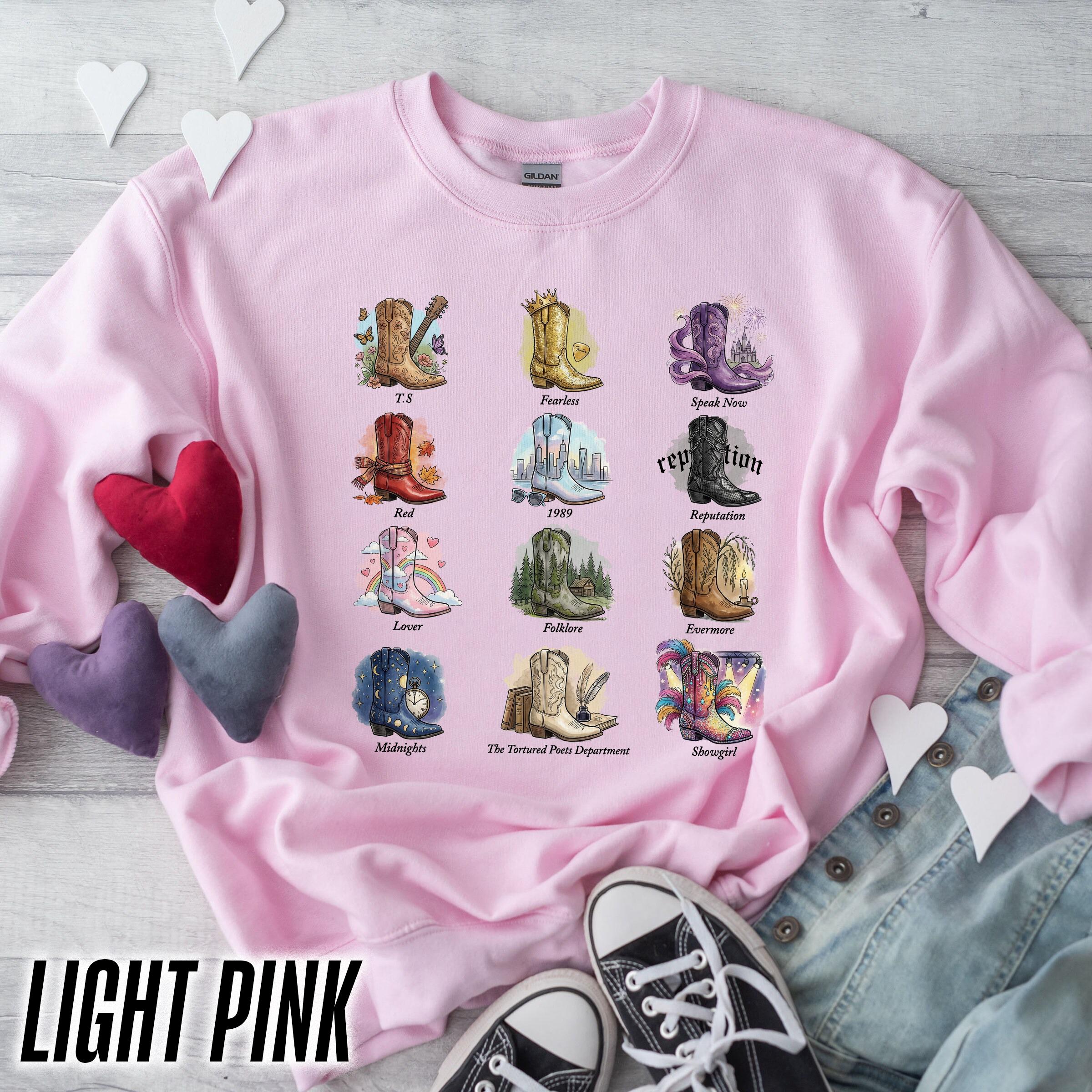Vintage Albums Inspired Boots Crewneck Sweatshirt – Trendy Country Music Lover Shirt