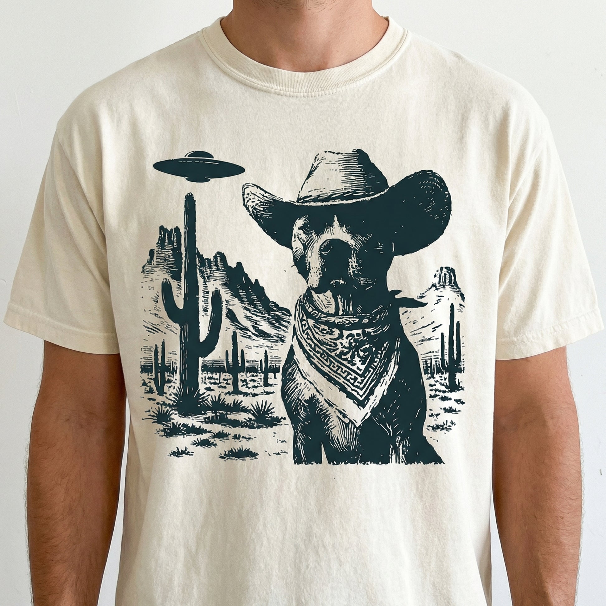 Vintage American Staffordshire Terrier UFO Shirt – Retro Cowboy Dog Graphic Tee