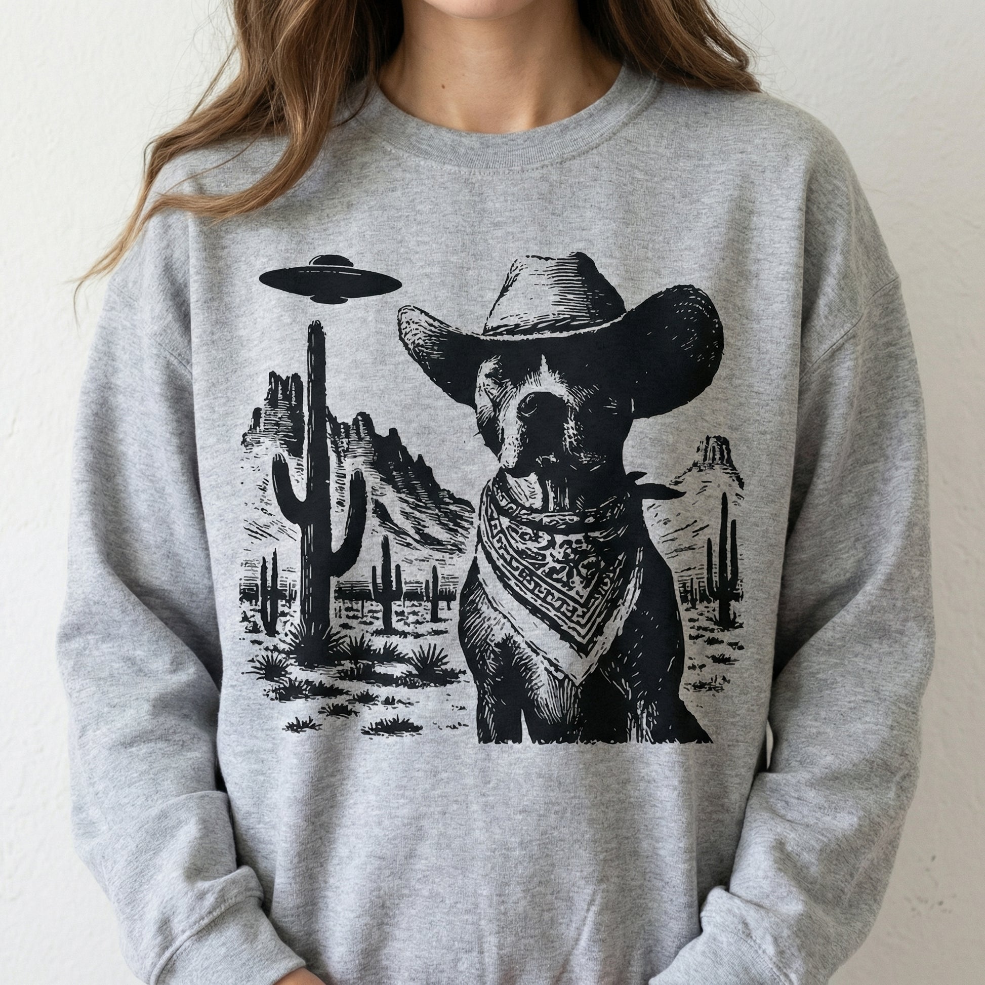 Vintage American Staffordshire Terrier UFO Shirt – Retro Cowboy Dog Graphic Tee