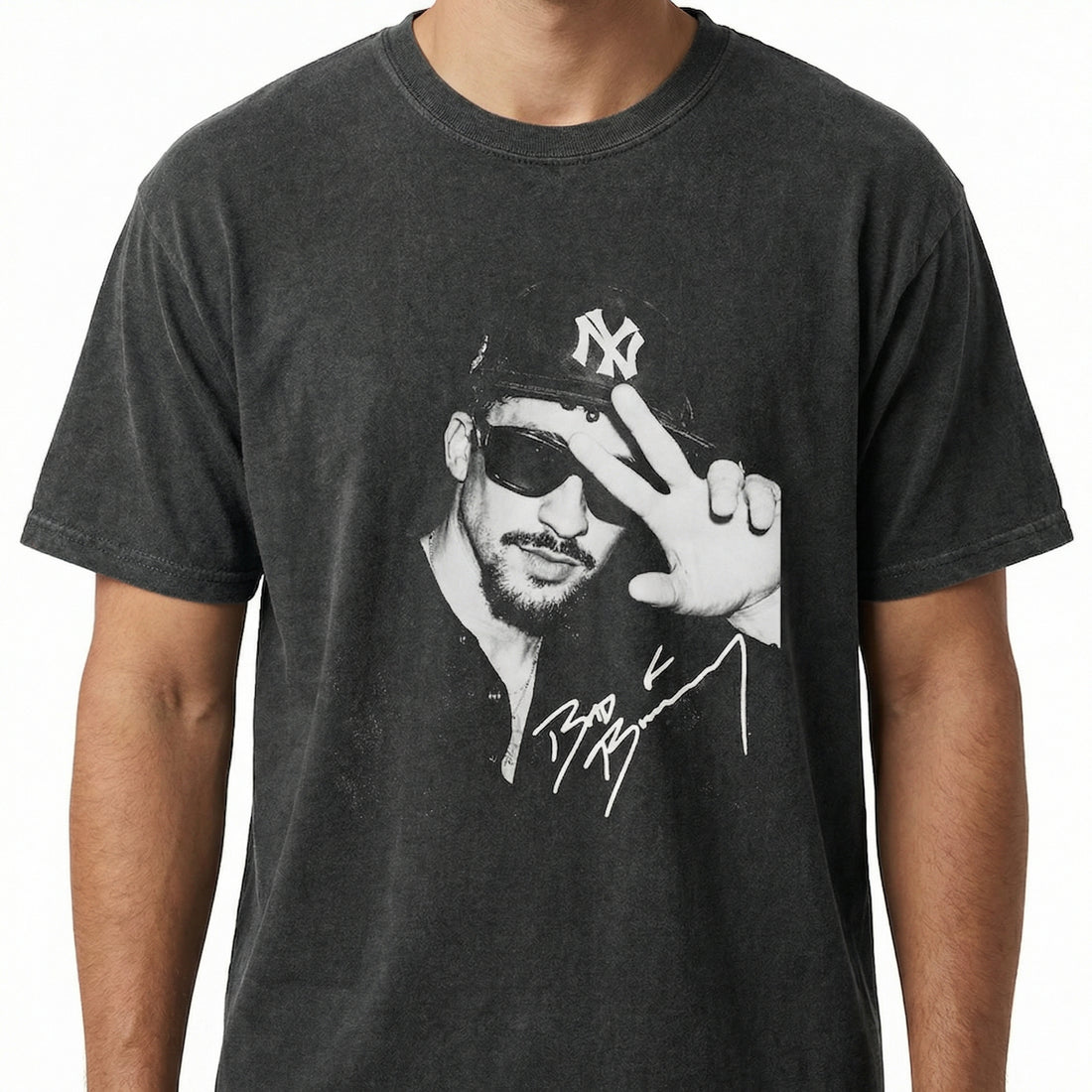 Vintage Bunny 90s Bootleg Music Graphic T-Shirt – Retro Black & White Streetwear Tee