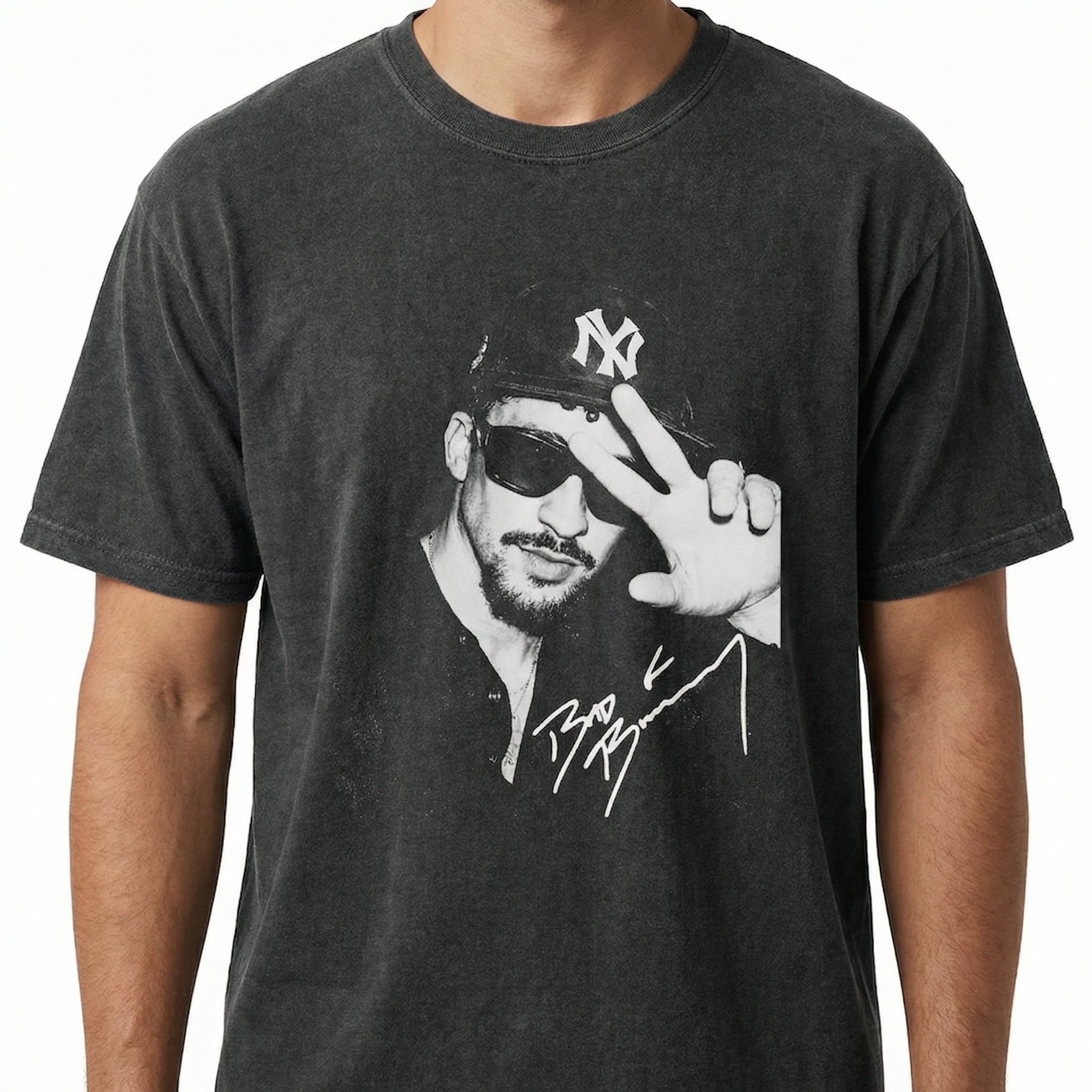 Vintage Bunny 90s Bootleg Music Graphic T-Shirt – Retro Black & White Streetwear Tee