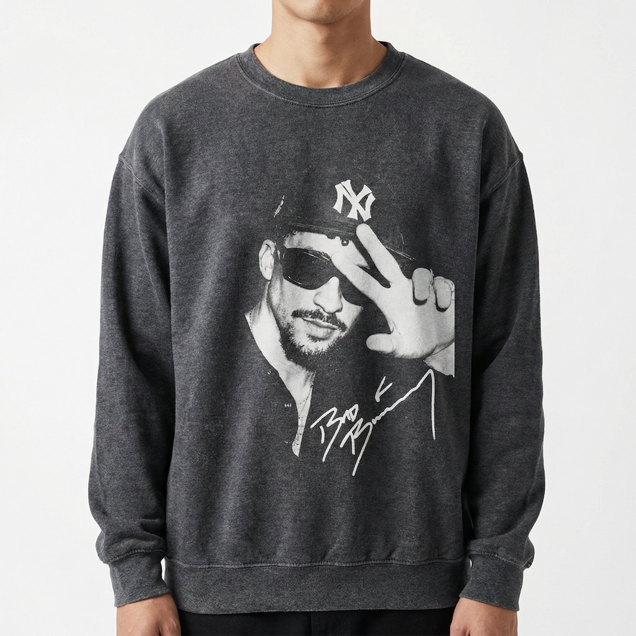 Vintage Bunny 90s Bootleg Music Graphic T-Shirt – Retro Black & White Streetwear Tee