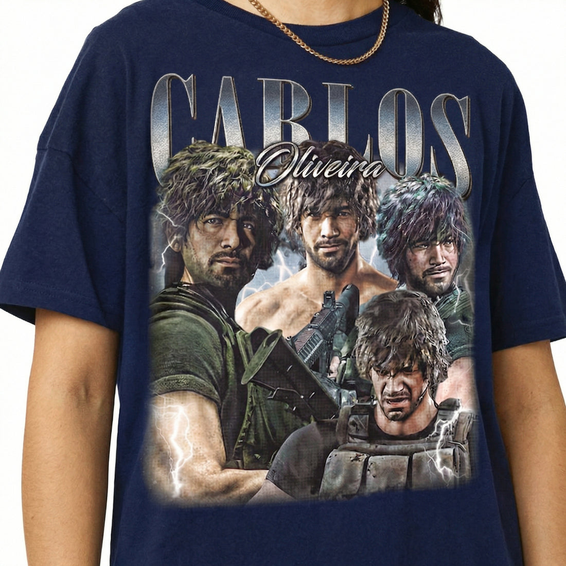 Vintage Carlos Oliviera Action Hero Graphic T-Shirt – Retro Unisex Tee