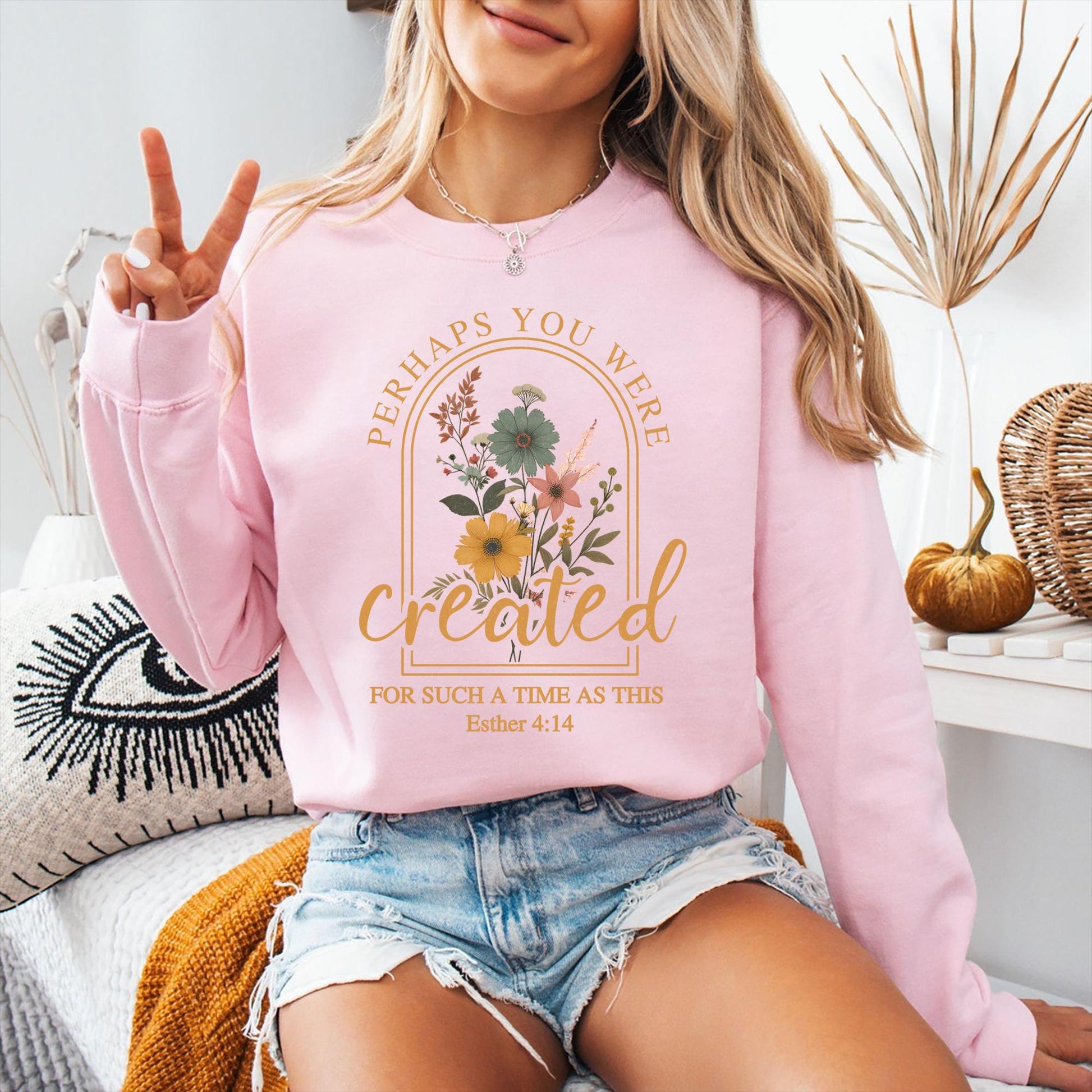 Vintage Christian Sweatshirt – Perhaps You Were Created Bible Verse Faith Pullover