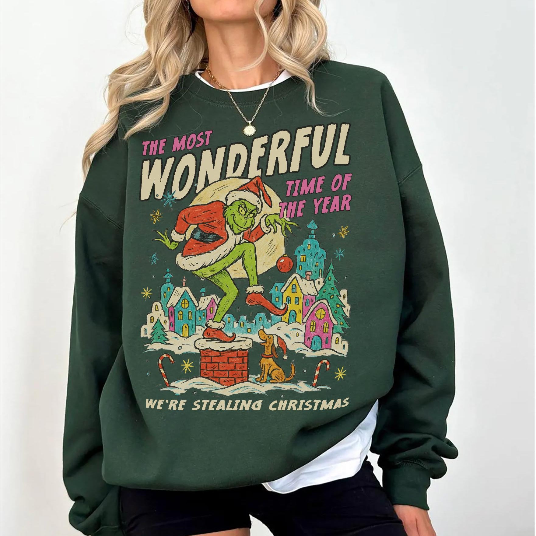 Vintage Christmas Movie Character Sweatshirt – Funny Holiday Vacation Parody Grinc Xmas Gift Shirt