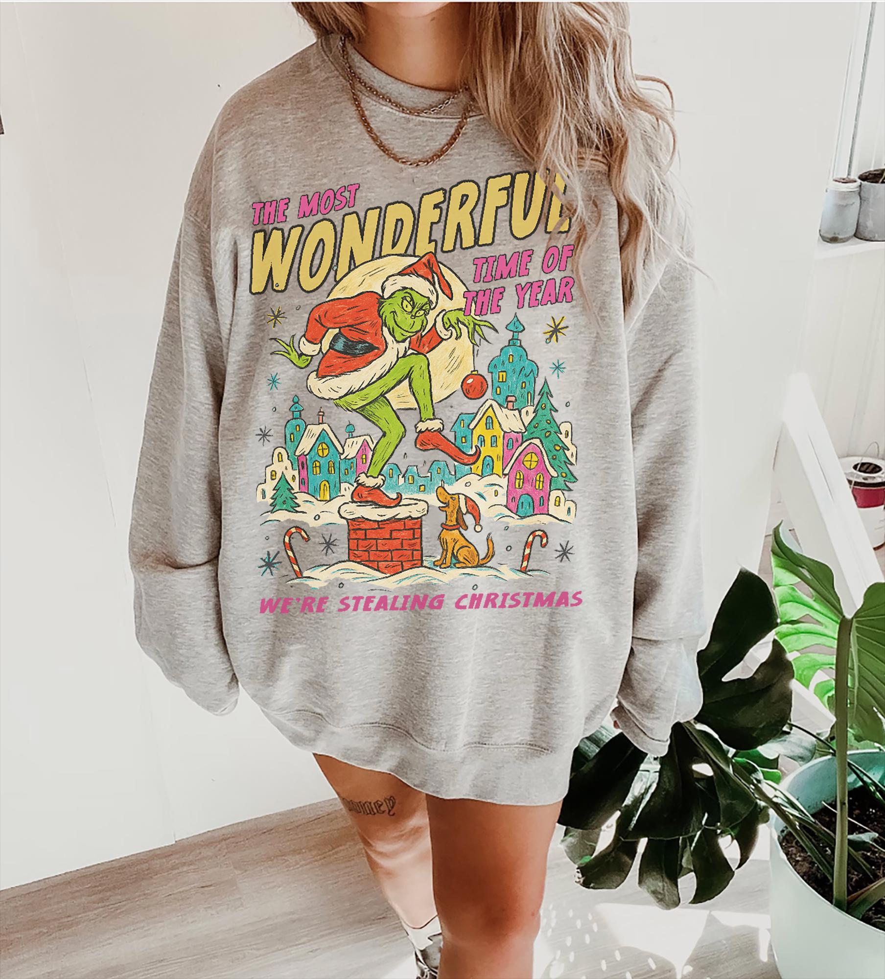 Vintage Christmas Movie Character Sweatshirt – Funny Holiday Vacation Parody Grinc Xmas Gift Shirt