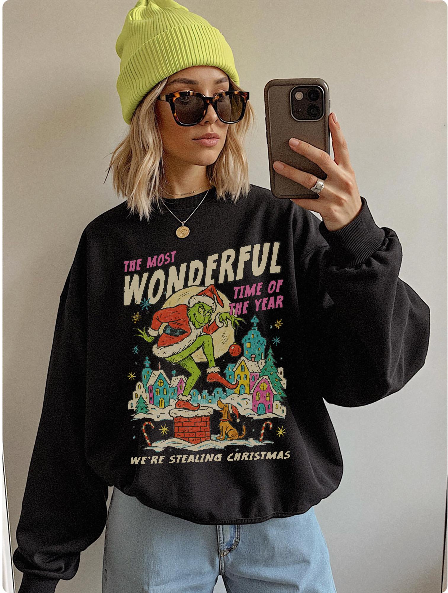 Vintage Christmas Movie Character Sweatshirt – Funny Holiday Vacation Parody Grinc Xmas Gift Shirt