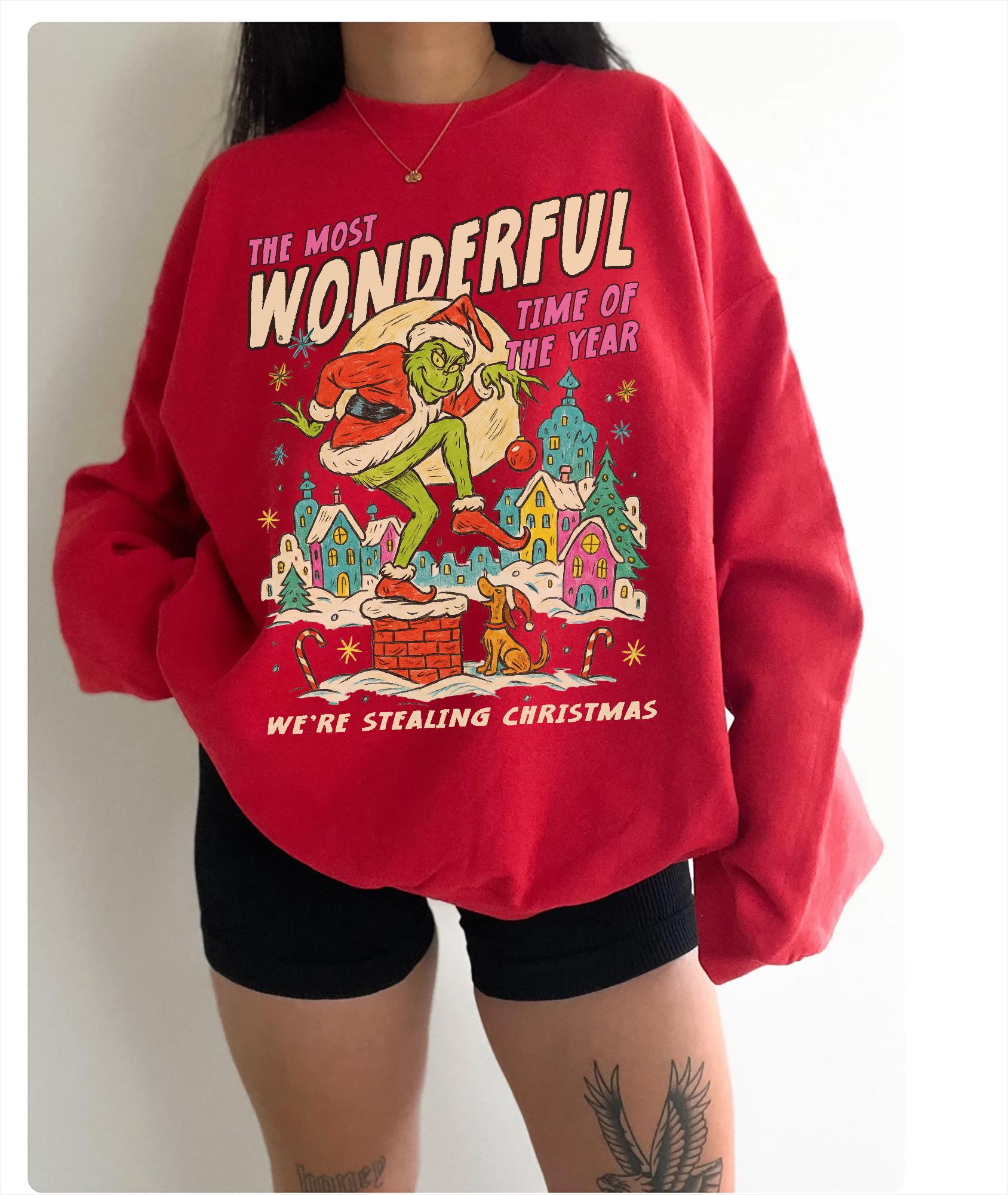 Vintage Christmas Movie Character Sweatshirt – Funny Holiday Vacation Parody Grinc Xmas Gift Shirt