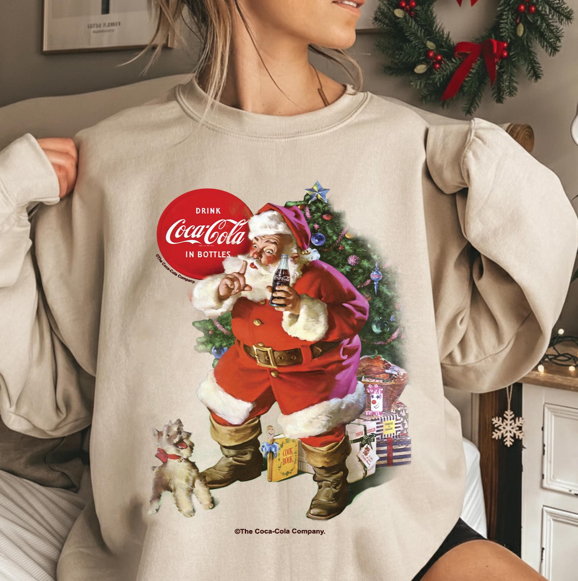Vintage Santa Christmas Sweatshirt – Coca-Cola Inspired Holiday Coke Lover Shirt