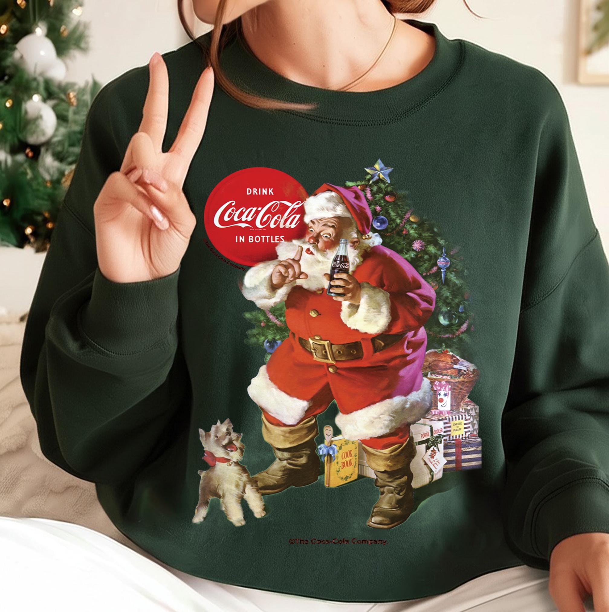 Vintage Santa Christmas Sweatshirt – Coca-Cola Inspired Holiday Coke Lover Shirt