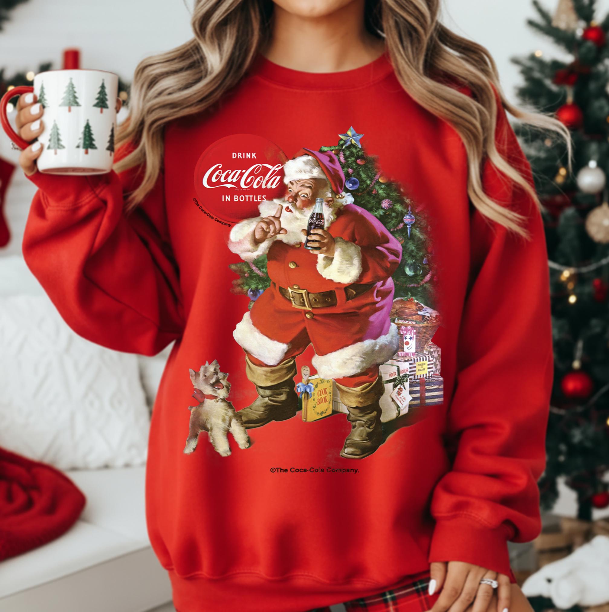 Vintage Santa Christmas Sweatshirt – Coca-Cola Inspired Holiday Coke Lover Shirt
