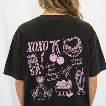 Vintage Coquette Valentine Sweatshirt – Cherry Cake XOXO Heart Graphic