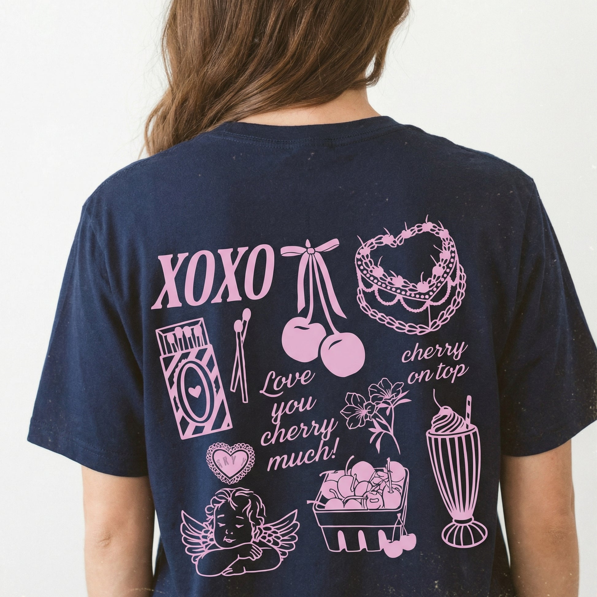 Vintage Coquette Valentine Sweatshirt – Cherry Cake XOXO Heart Graphic