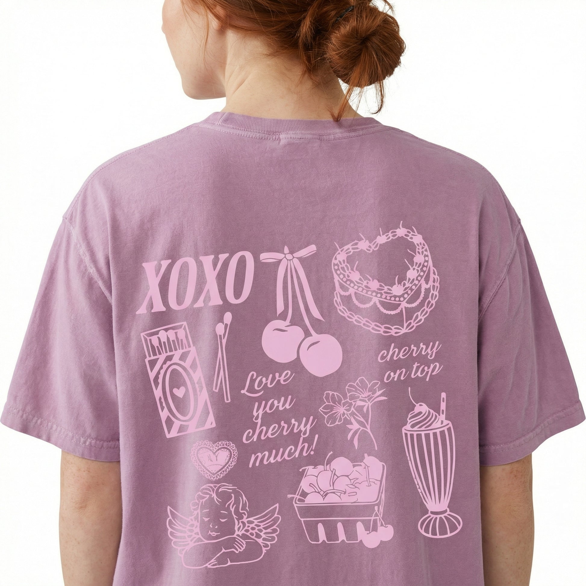 Vintage Coquette Valentine Sweatshirt – Cherry Cake XOXO Heart Graphic