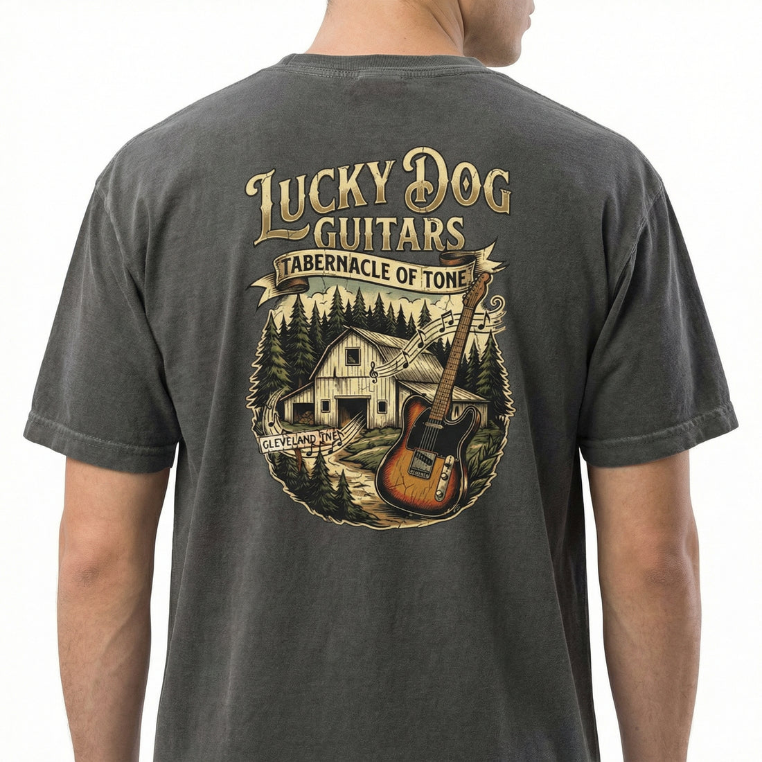 Vintage Country Guitar Graphic T-Shirt – Tabernacle of Tone Back Print Tee – Nashville Style