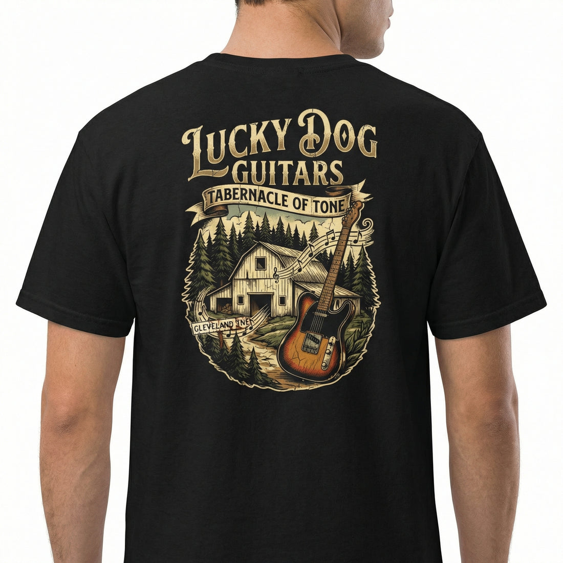 Vintage Country Guitar Graphic T-Shirt – Tabernacle of Tone Back Print Tee – Nashville Style