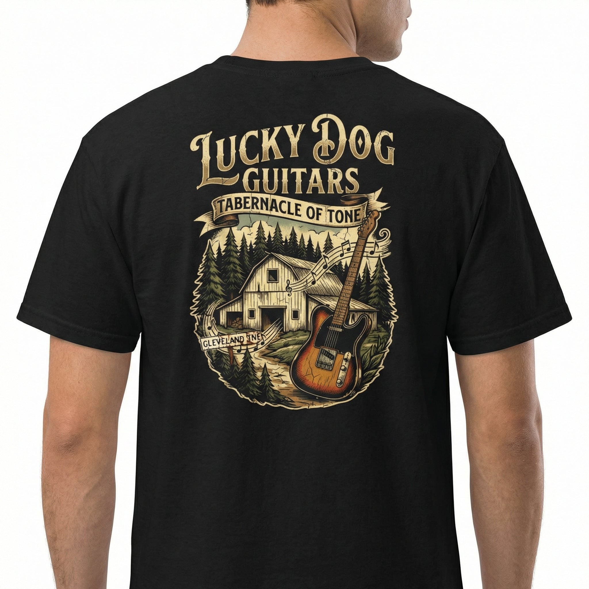 Vintage Country Guitar Graphic T-Shirt – Tabernacle of Tone Back Print Tee – Nashville Style
