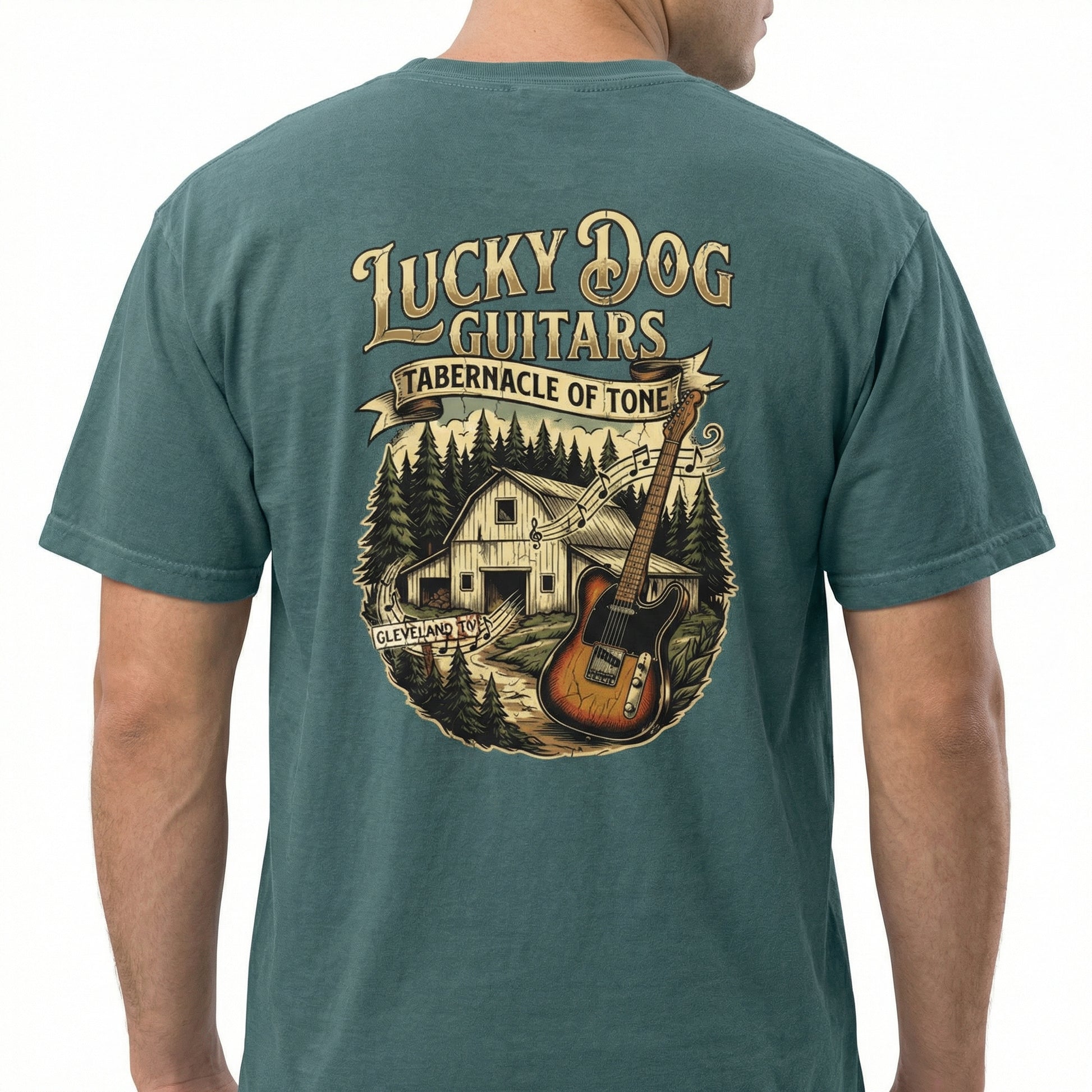 Vintage Country Guitar Graphic T-Shirt – Tabernacle of Tone Back Print Tee – Nashville Style