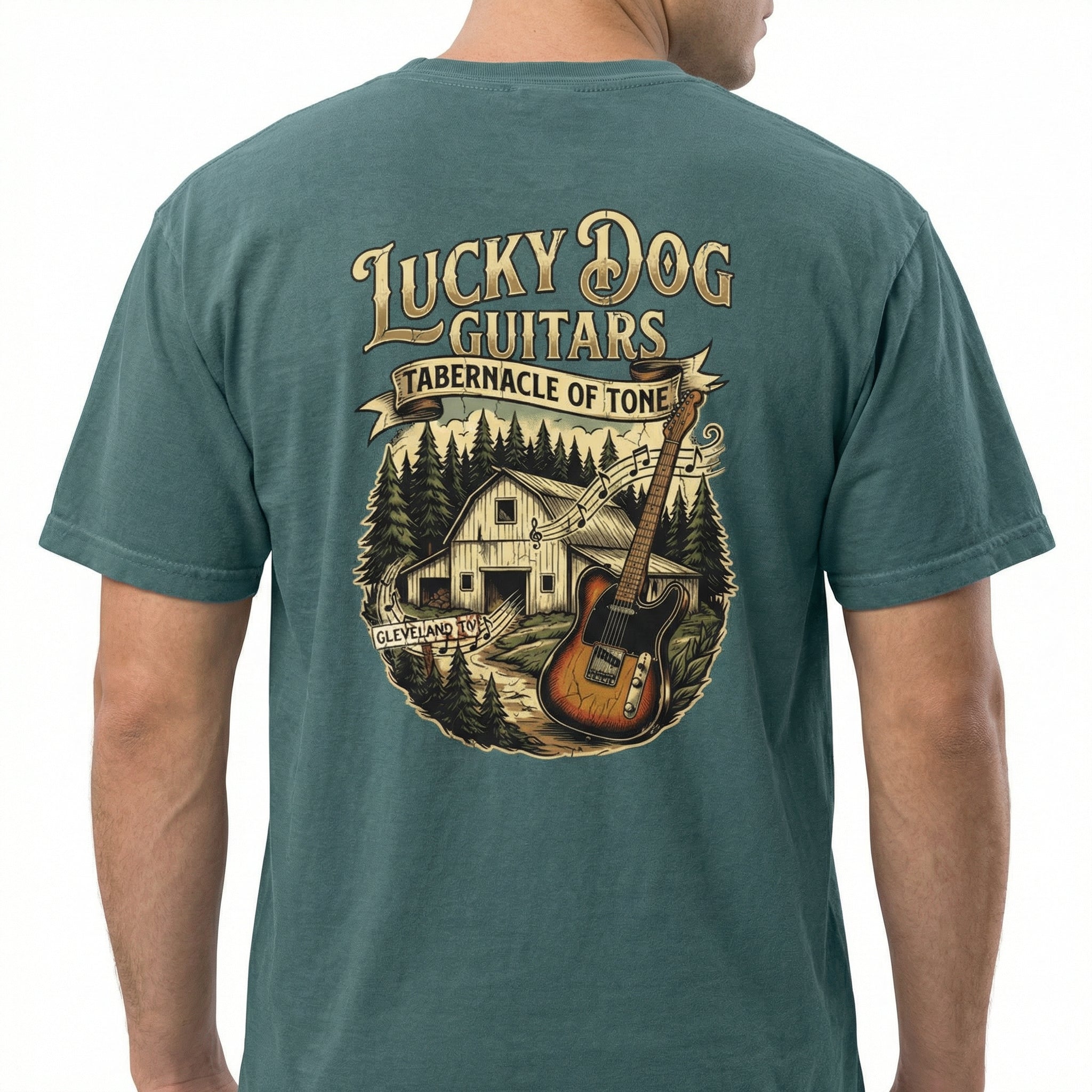 Vintage Country Guitar Graphic T-Shirt – Tabernacle of Tone Back Print Tee – Nashville Style