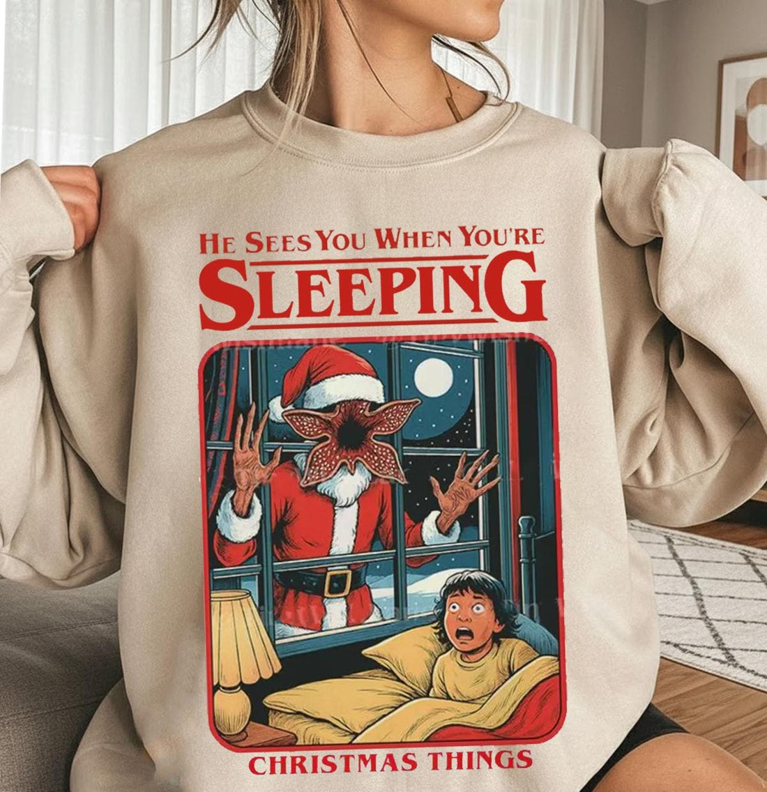 Vintage Creepy Christmas Sweatshirt – Retro Holiday Graphic, Funny Xmas Shirt