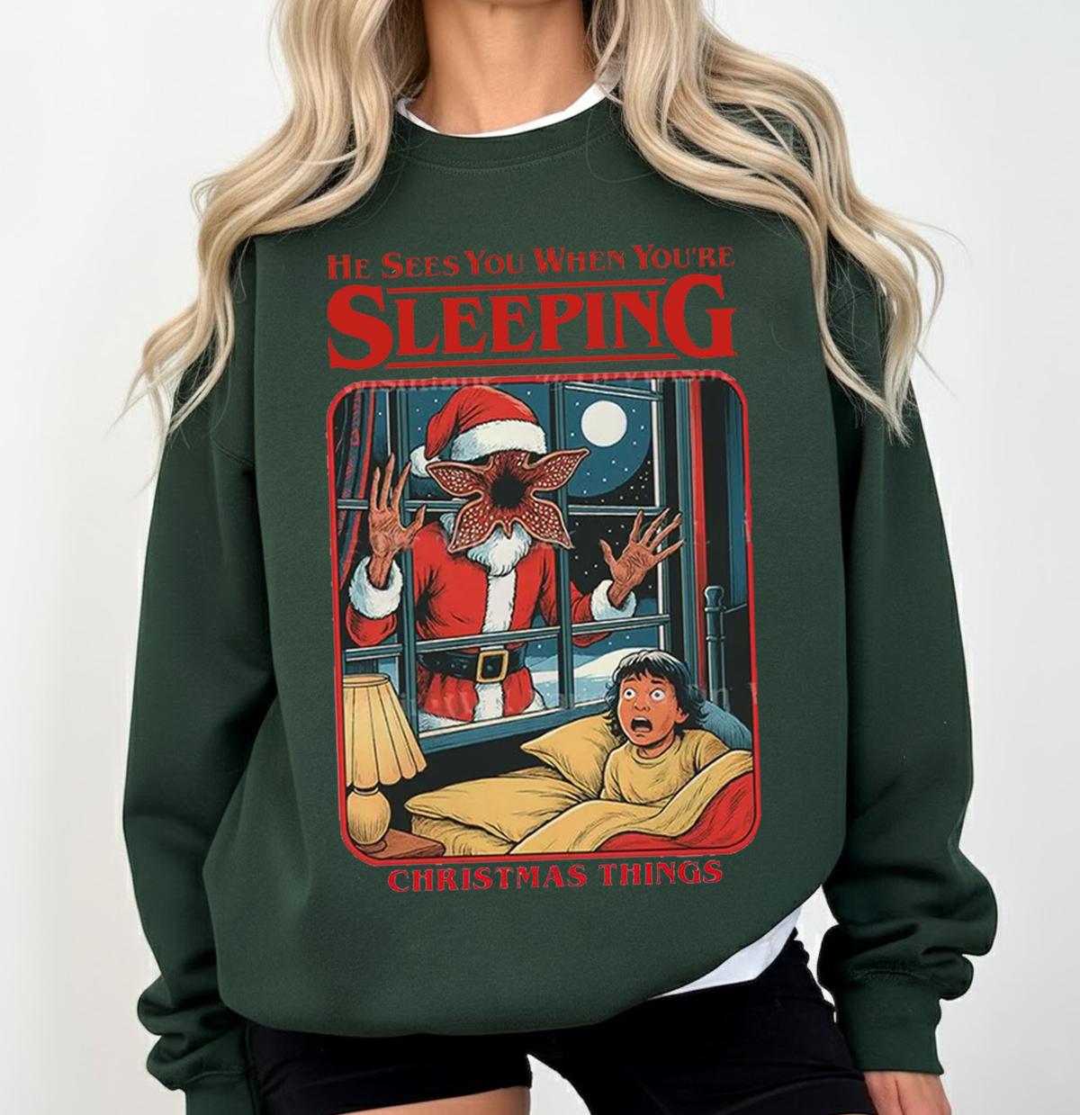 Vintage Creepy Christmas Sweatshirt – Retro Holiday Graphic, Funny Xmas Shirt