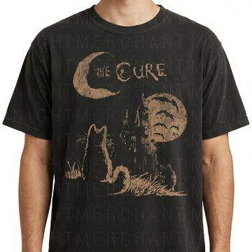 Vintage Cure 90s Alternative Rock Cat Graphic T-Shirt – Indie Music Style Tee.png
