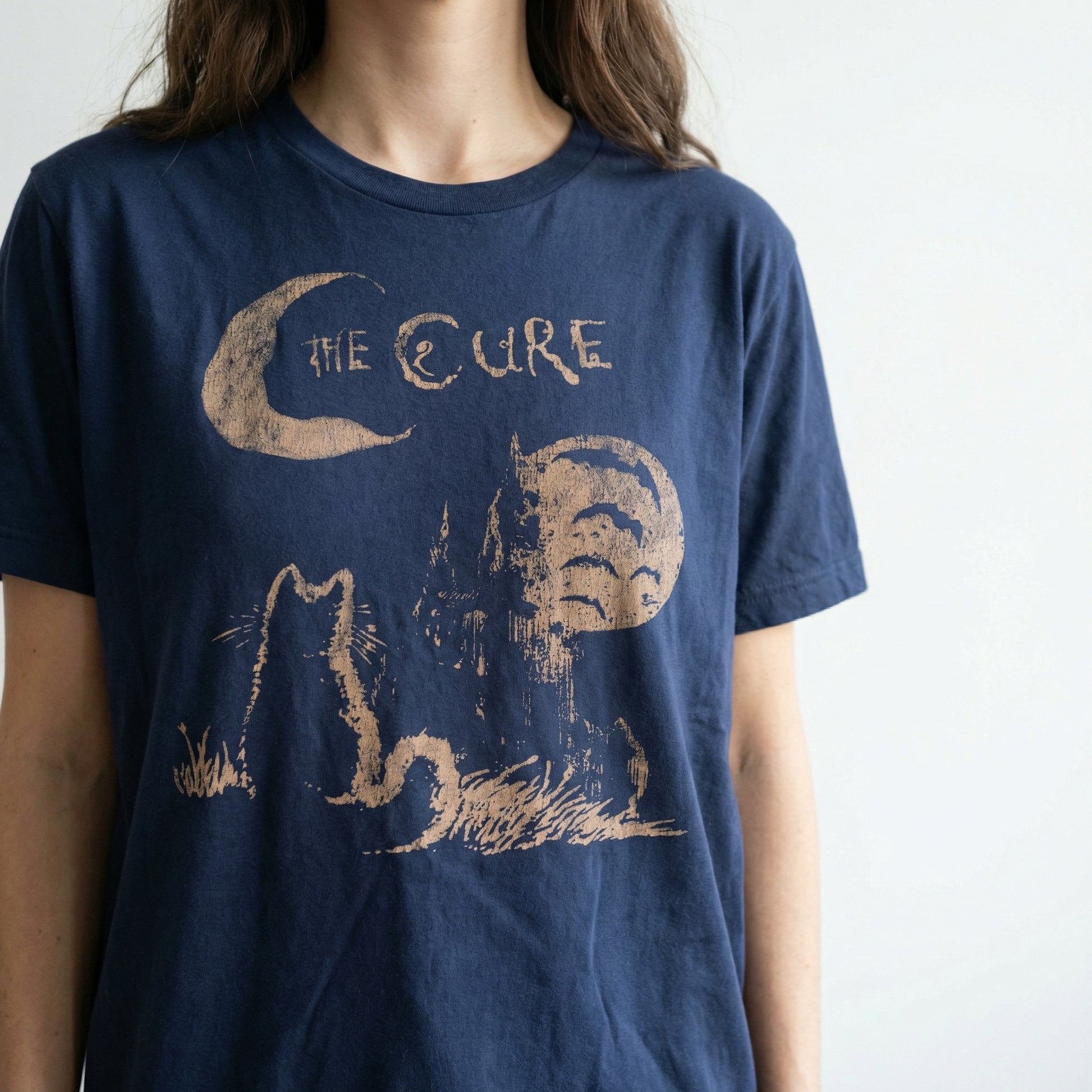 Vintage Cure 90s Alternative Rock Cat Graphic T-Shirt – Indie Music Style Tee.png
